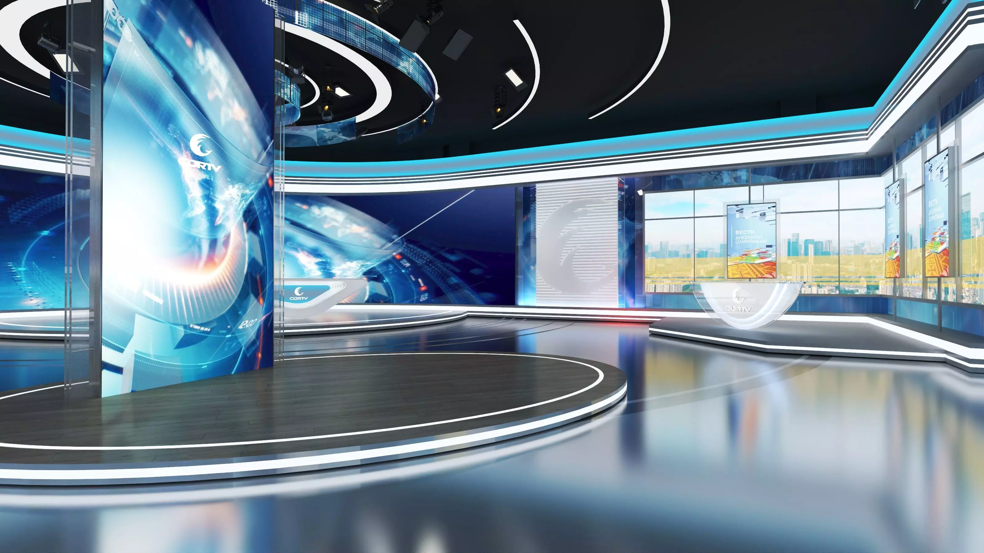 Virtual Broadcast Studio Low-poly 3D model_13