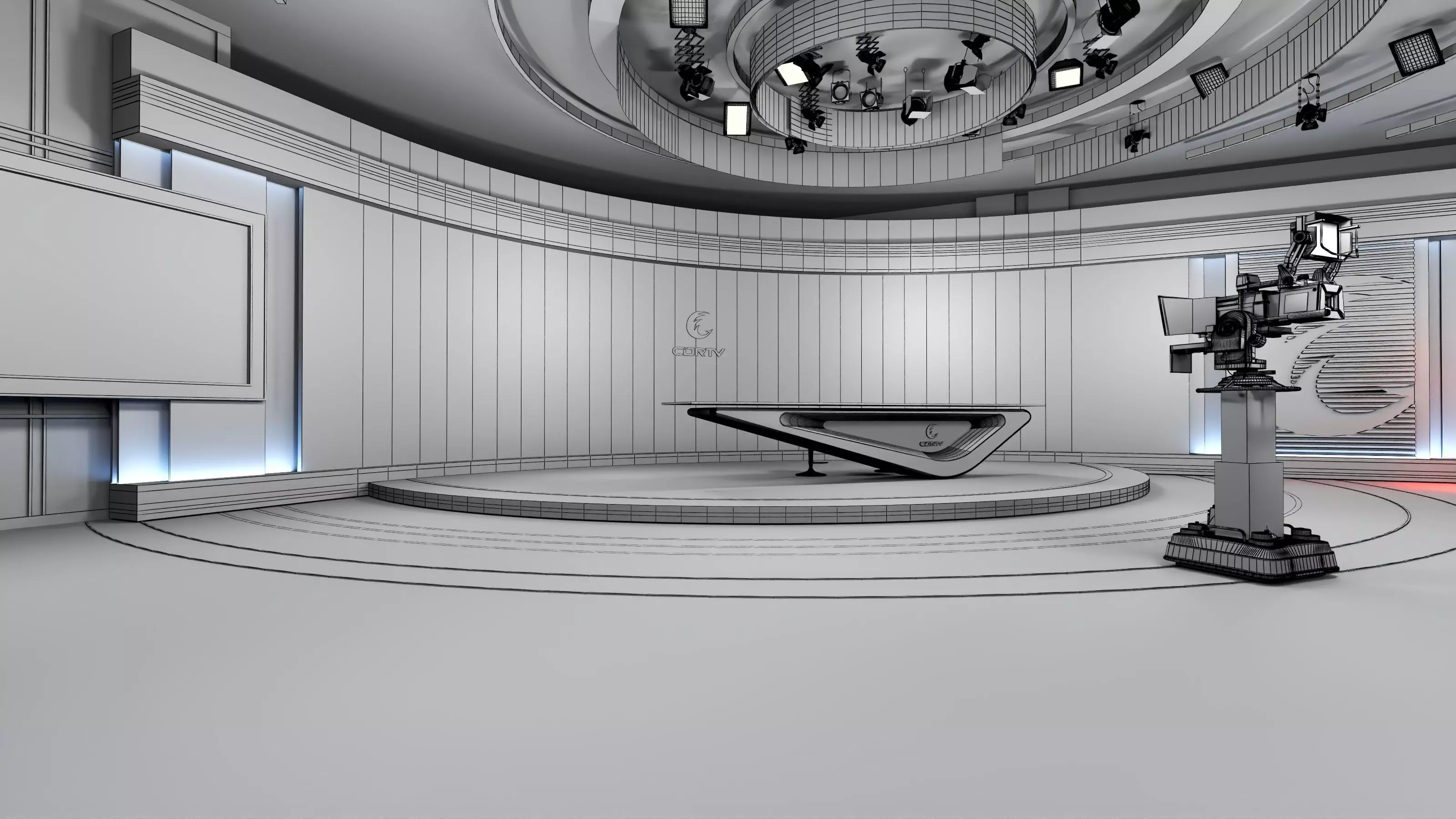 Virtual Broadcast Studio Low-poly 3D model_27