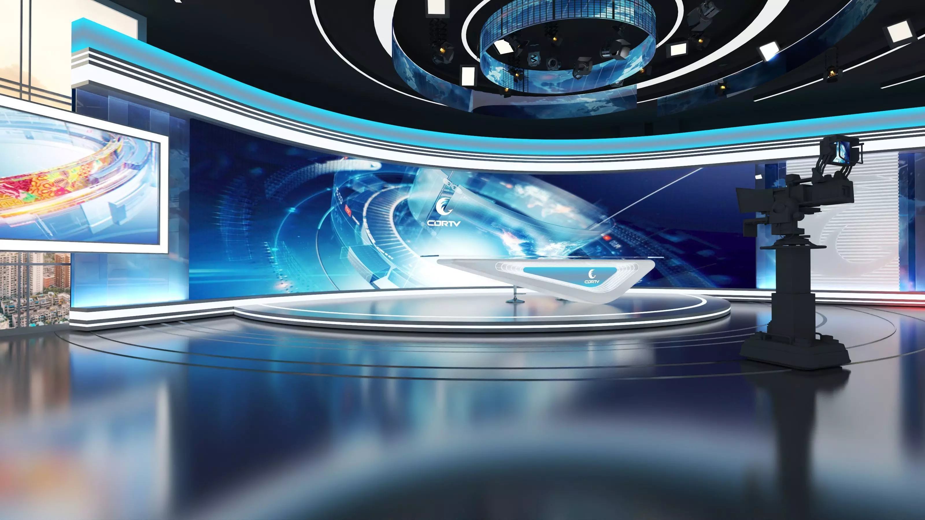 Virtual Broadcast Studio Low-poly 3D model_9