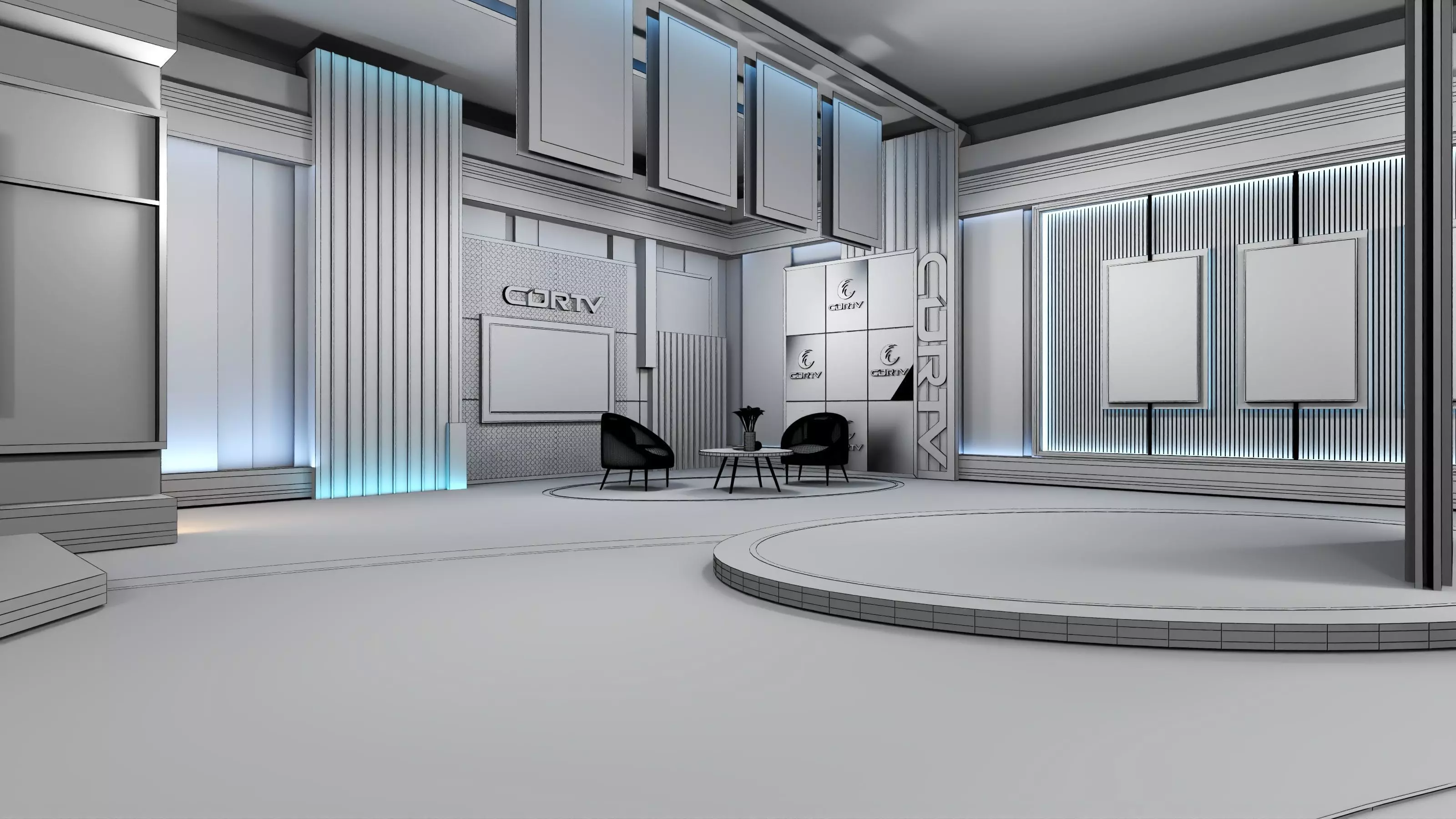 Virtual Broadcast Studio Low-poly 3D model_19
