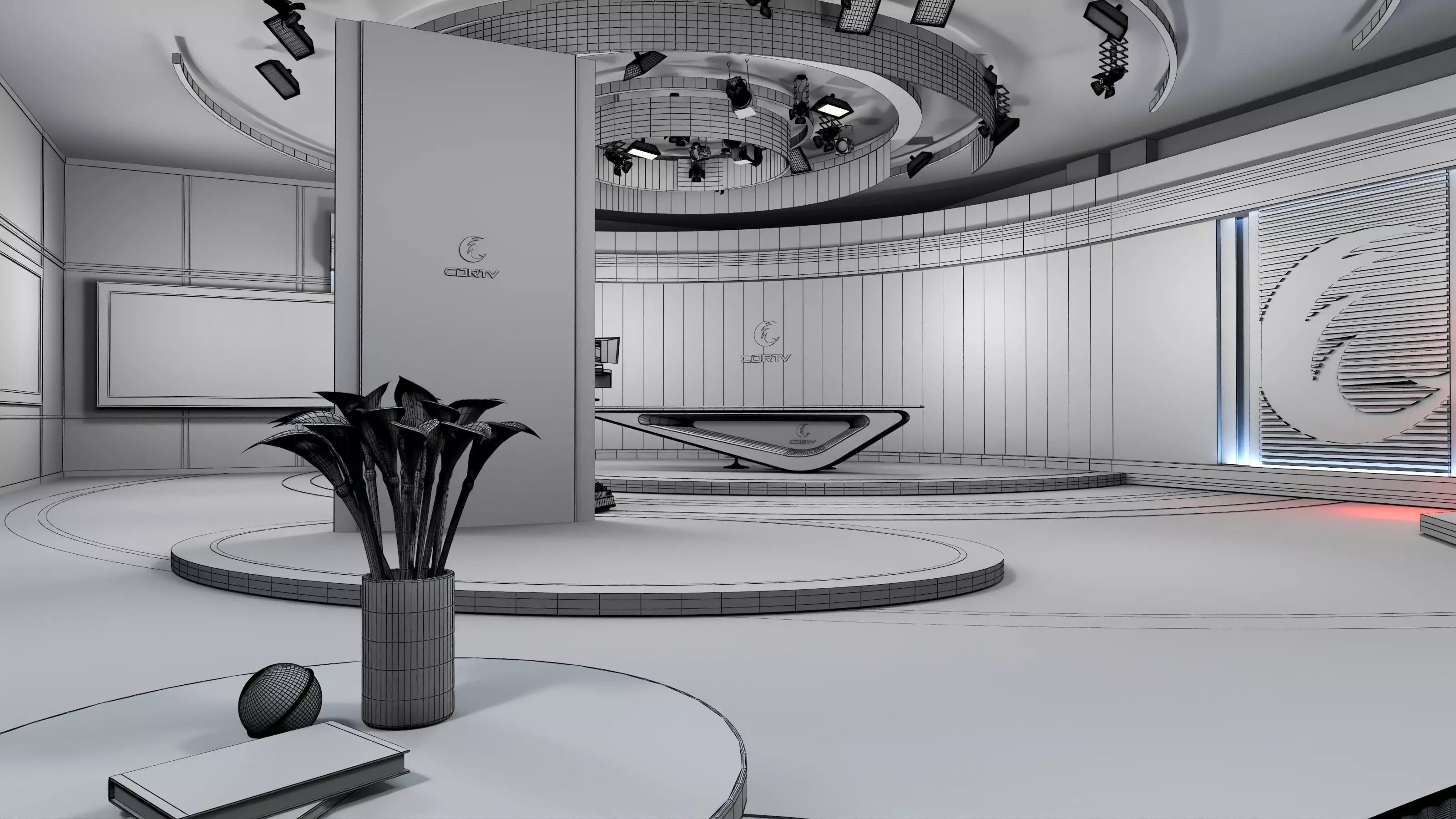 Virtual Broadcast Studio Low-poly 3D model_21
