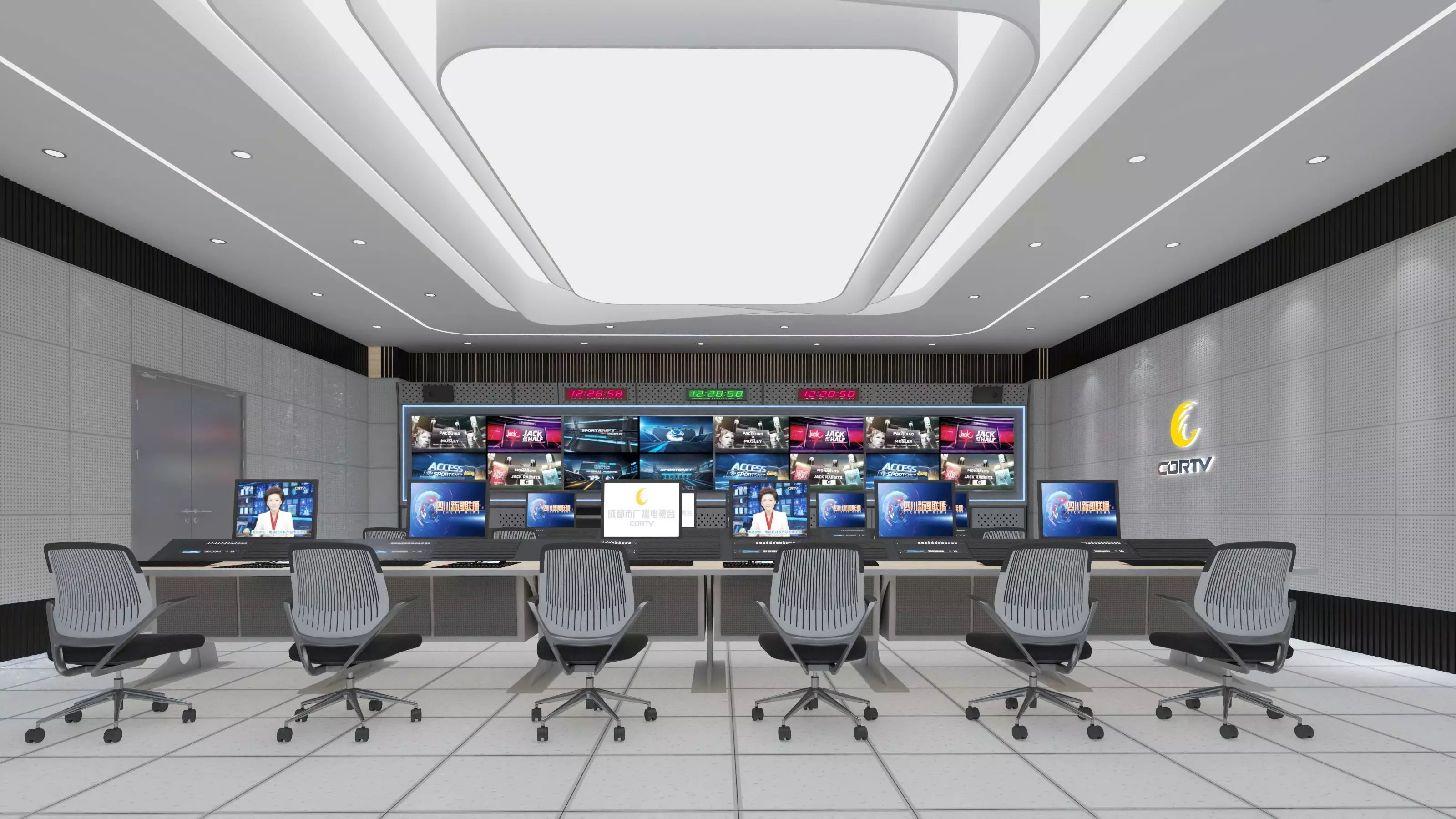 Virtual Broadcast Studio Low-poly 3D model_16