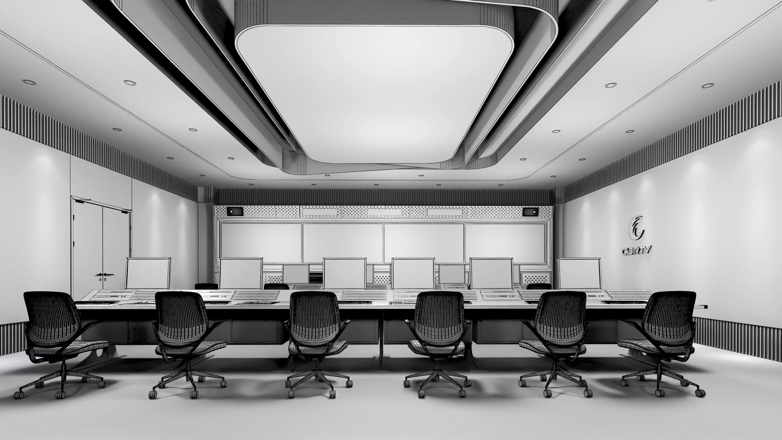 Virtual Broadcast Studio Low-poly 3D model_35