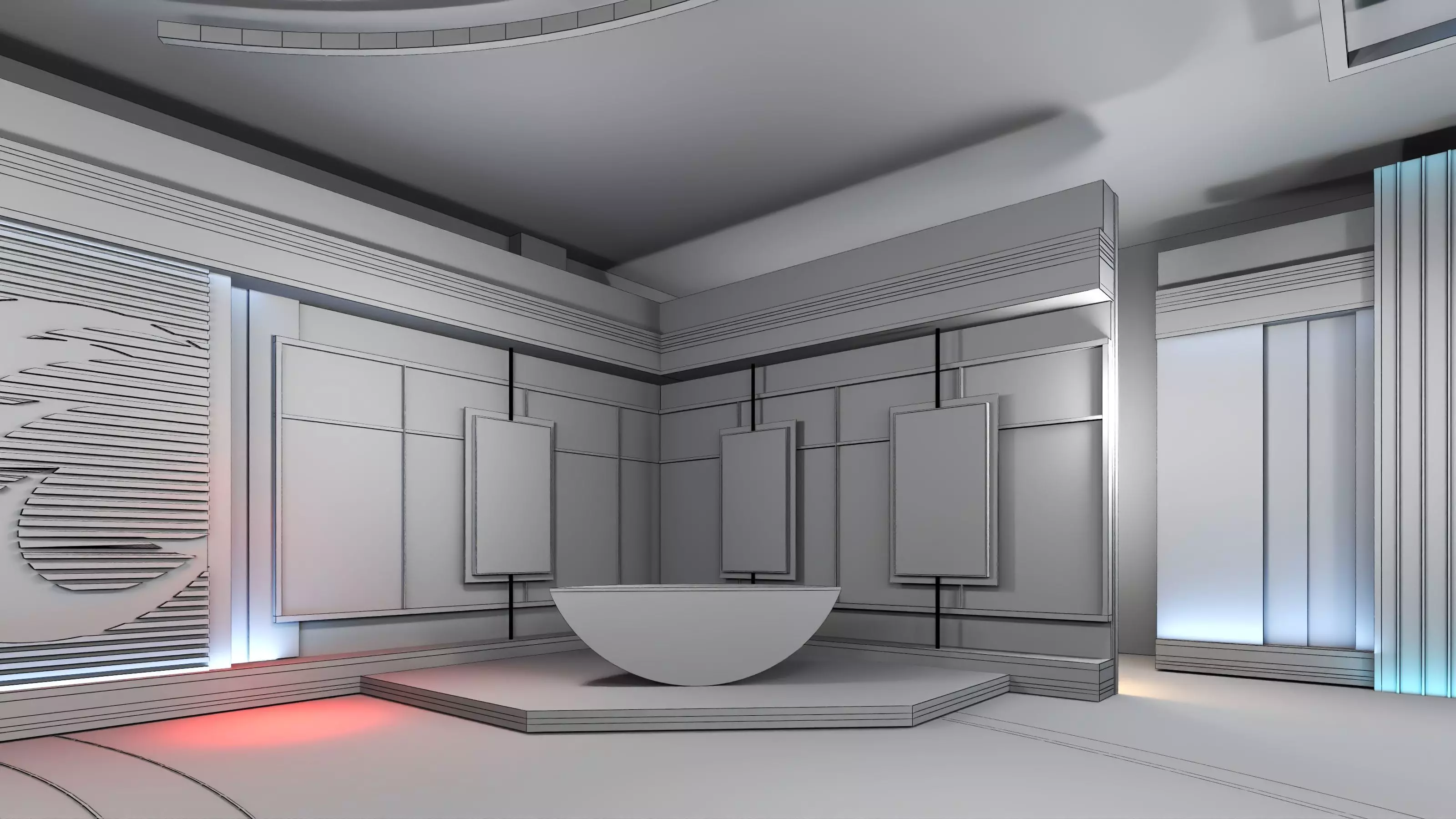 Virtual Broadcast Studio Low-poly 3D model_31
