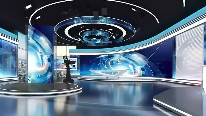 Virtual Broadcast Studio Low-poly 3D model Virtual Broadcast Studio Low-poly 3D model