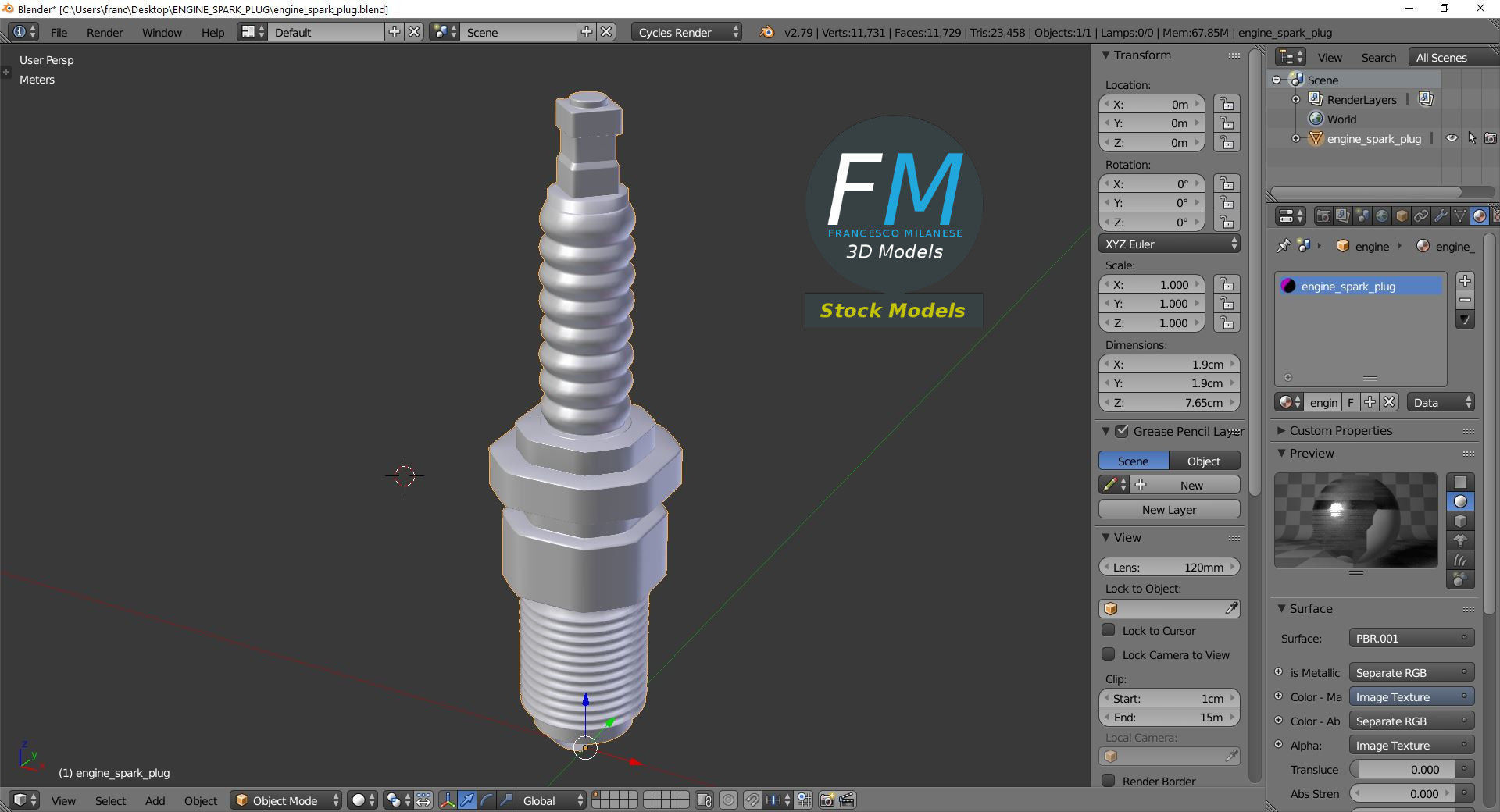 Engine spark plug 3D model_9