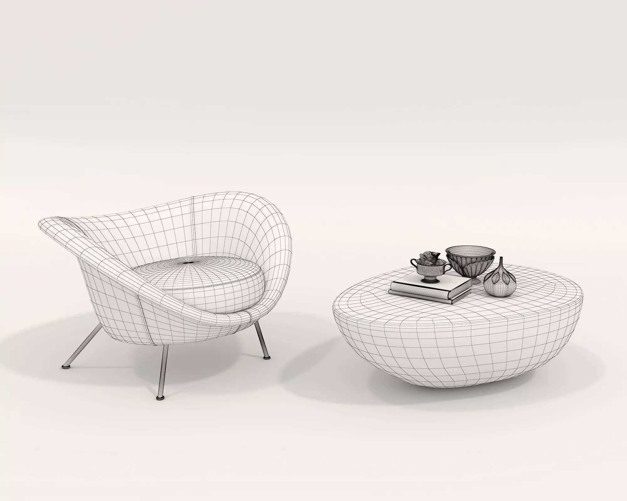 Modern Coffee Table and Armchair Set 52 3D model_10