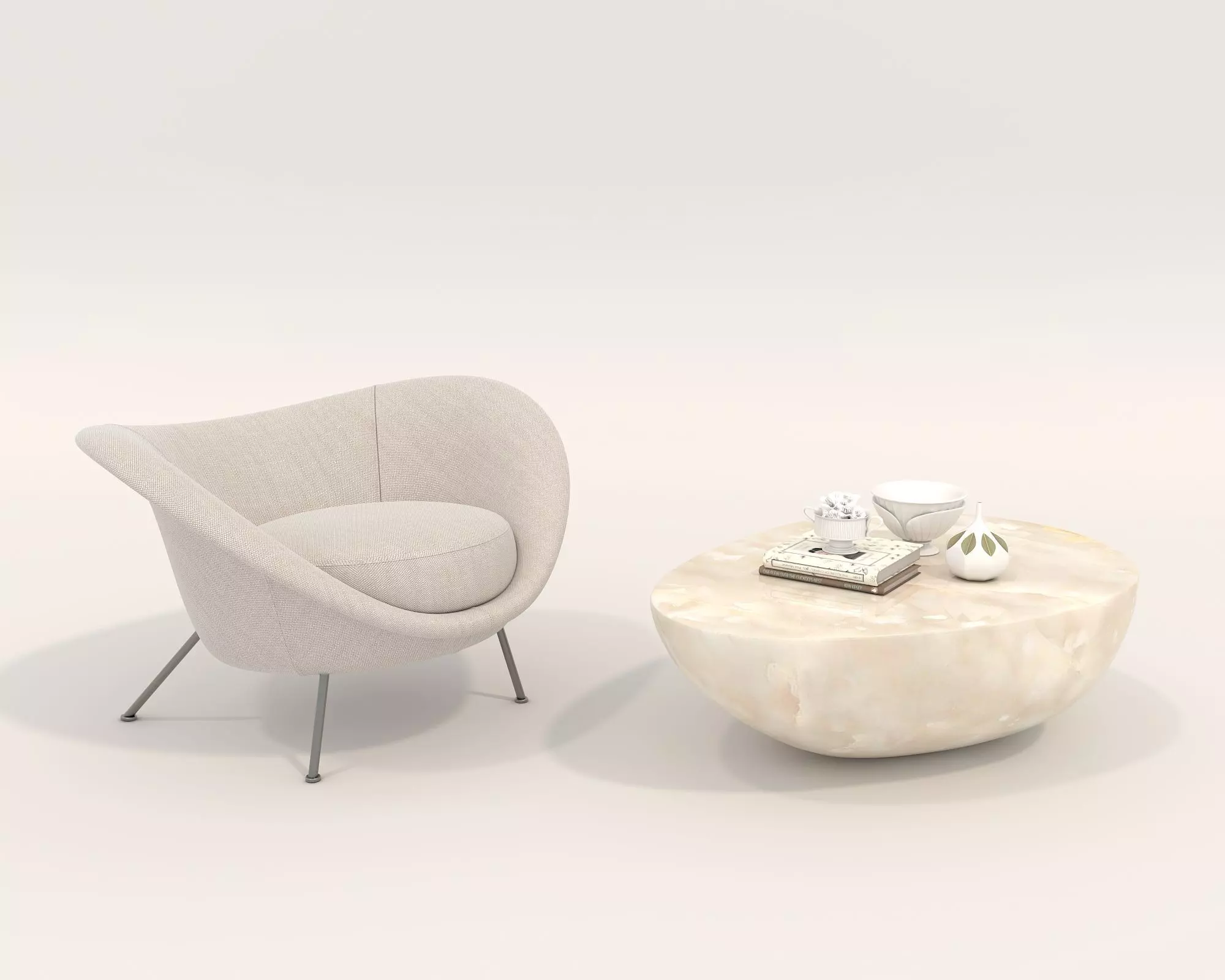 Modern Coffee Table and Armchair Set 52 3D model_0