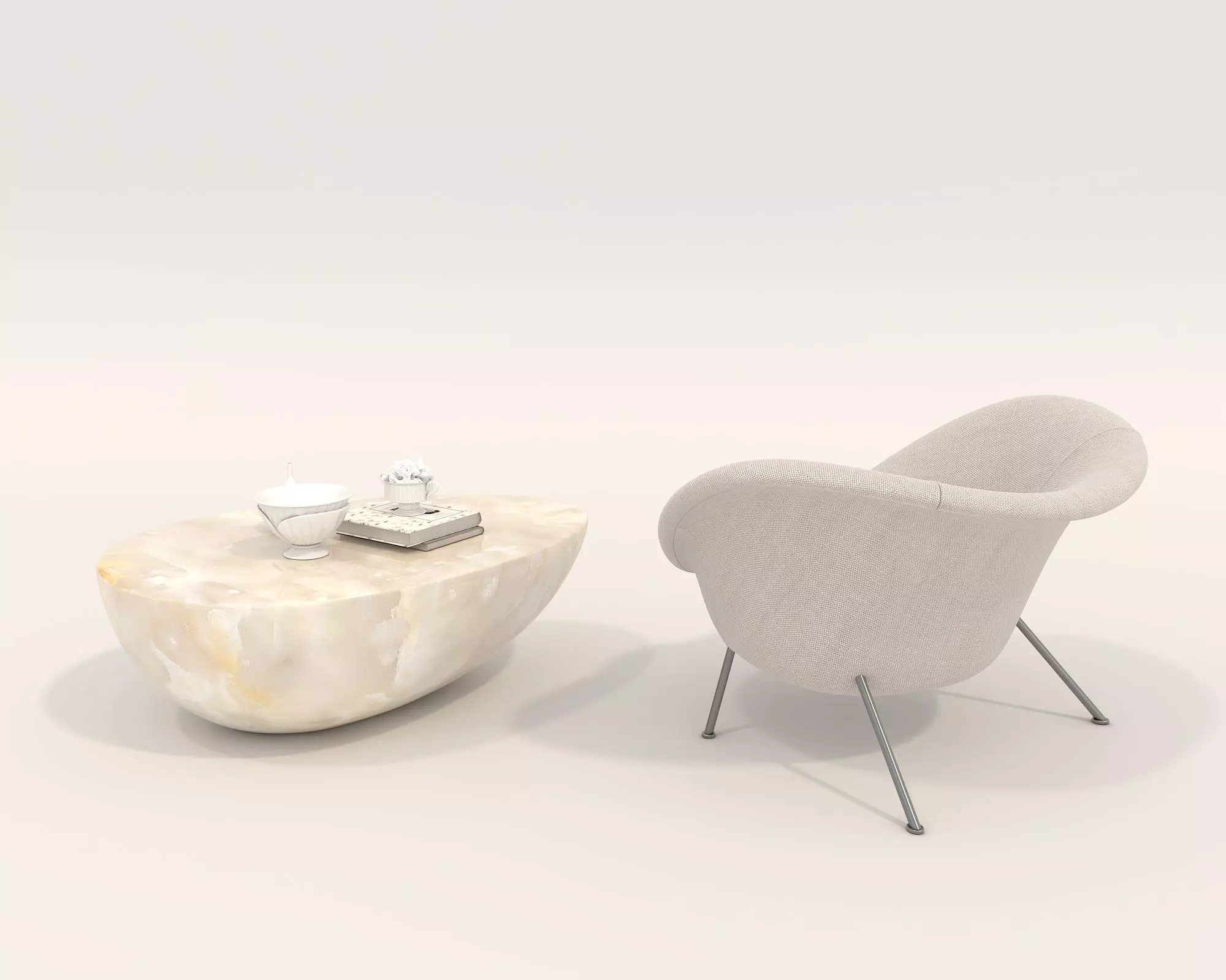 Modern Coffee Table and Armchair Set 52 3D model_2