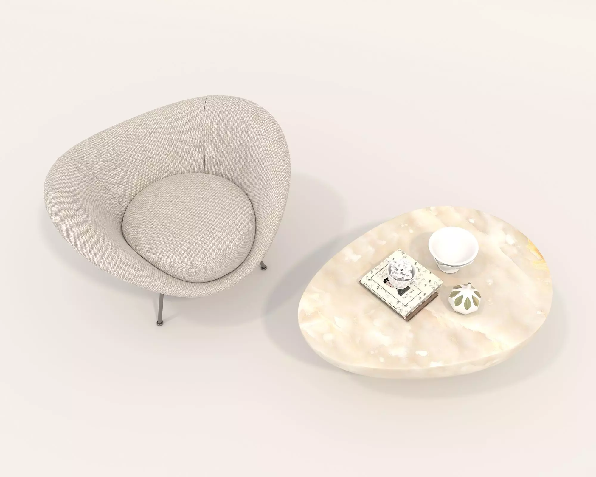 Modern Coffee Table and Armchair Set 52 3D model_1