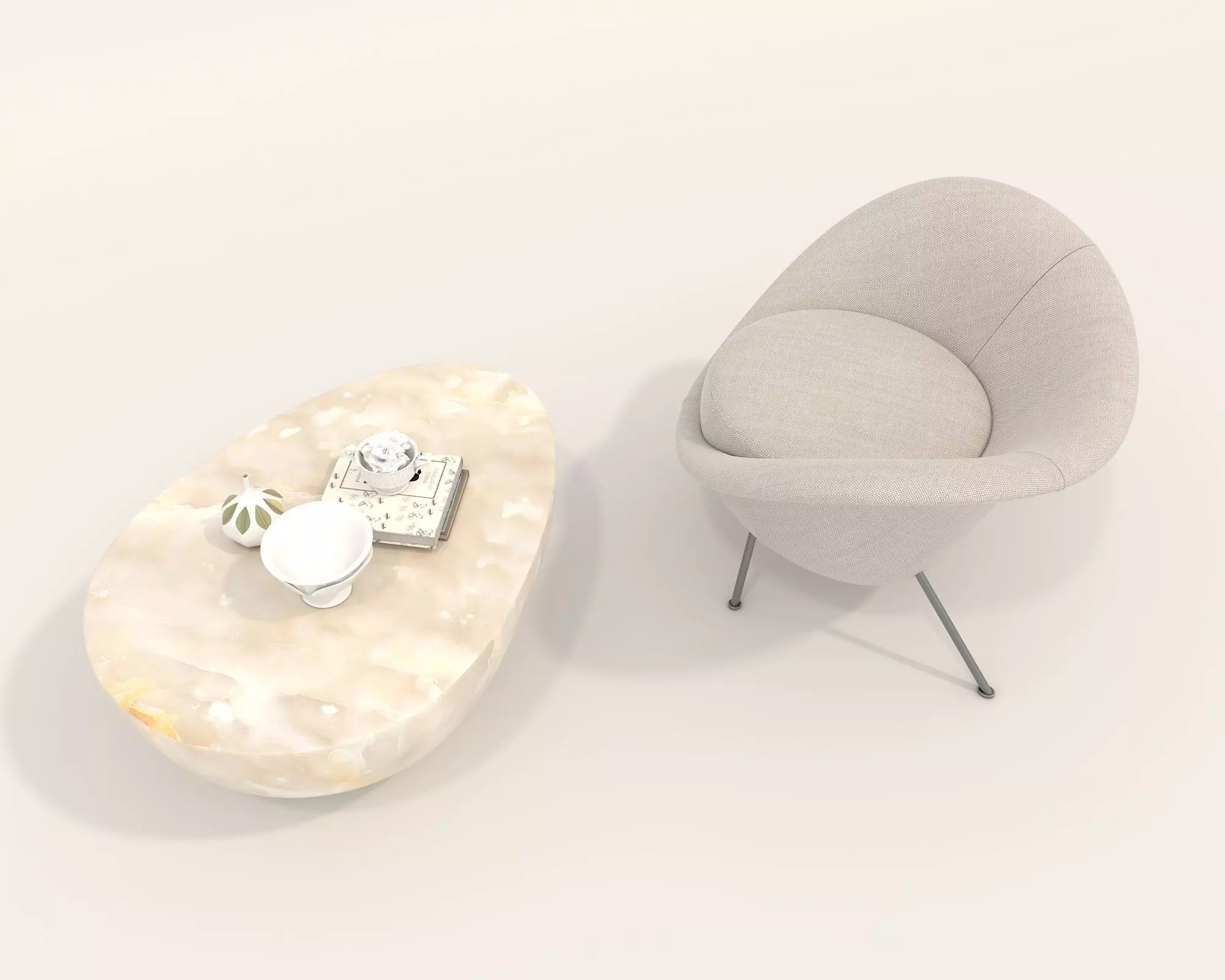 Modern Coffee Table and Armchair Set 52 3D model_4