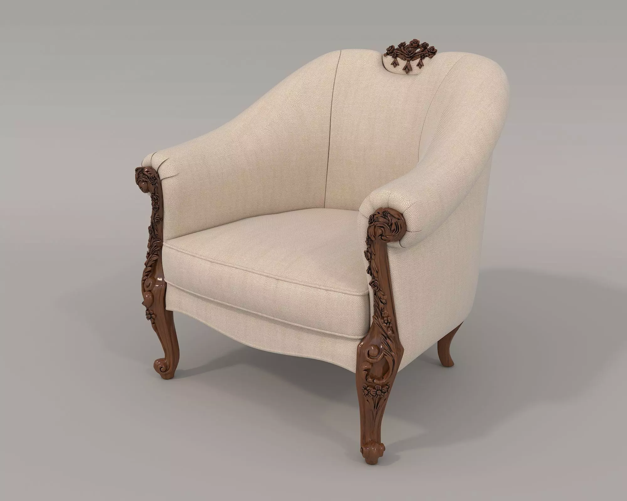 Classic European Style Coffee Table and Armchair 10 3D model_6