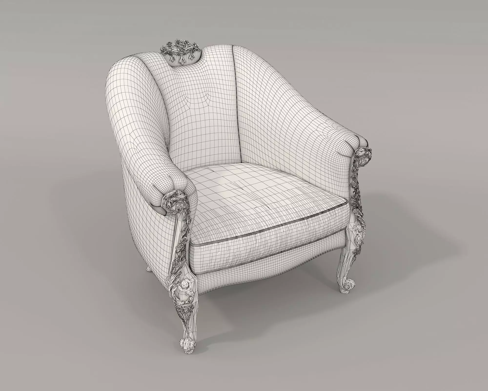 Classic European Style Coffee Table and Armchair 10 3D model_9