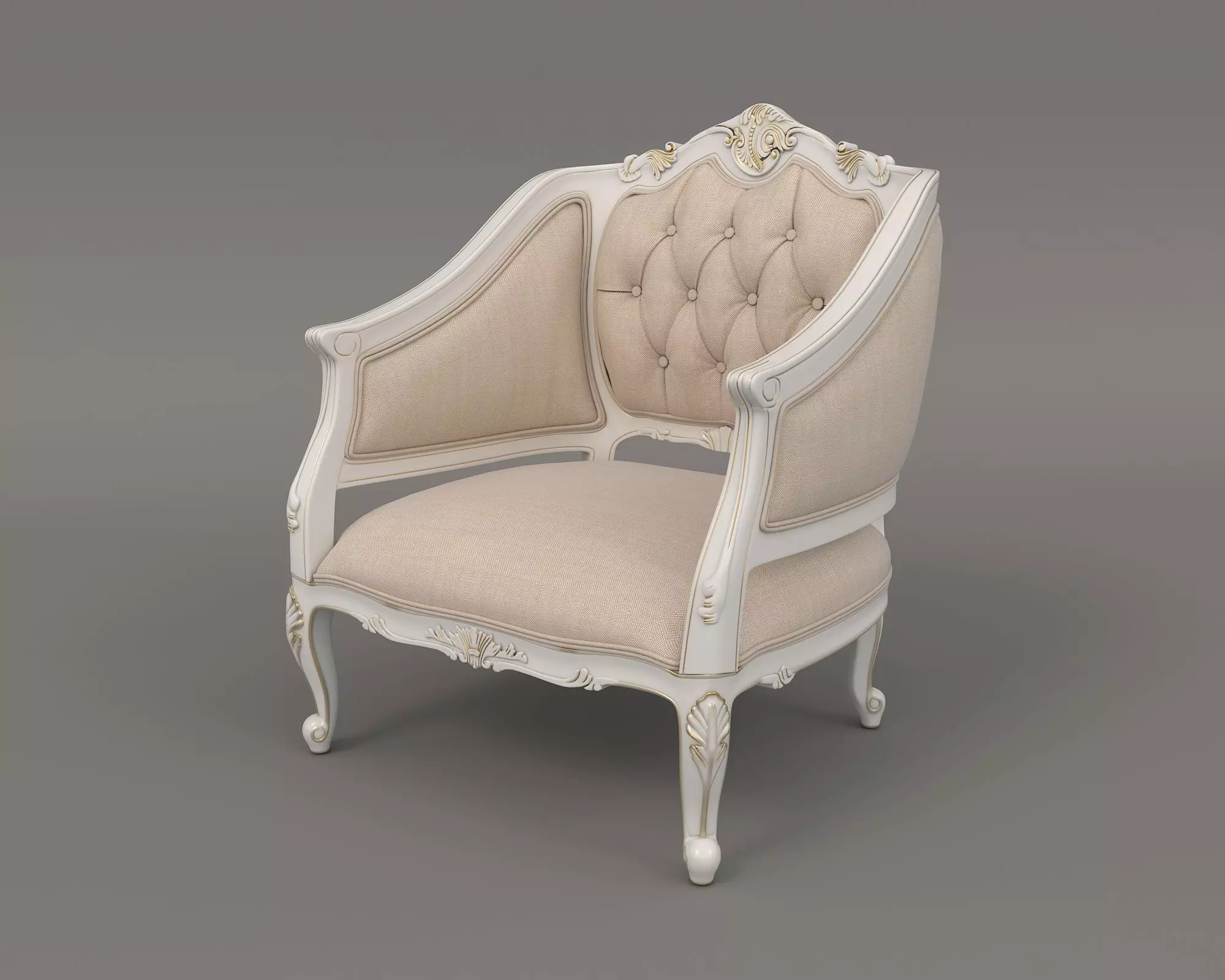 Classic European Style Coffee Table and Armchair 11 3D model_6