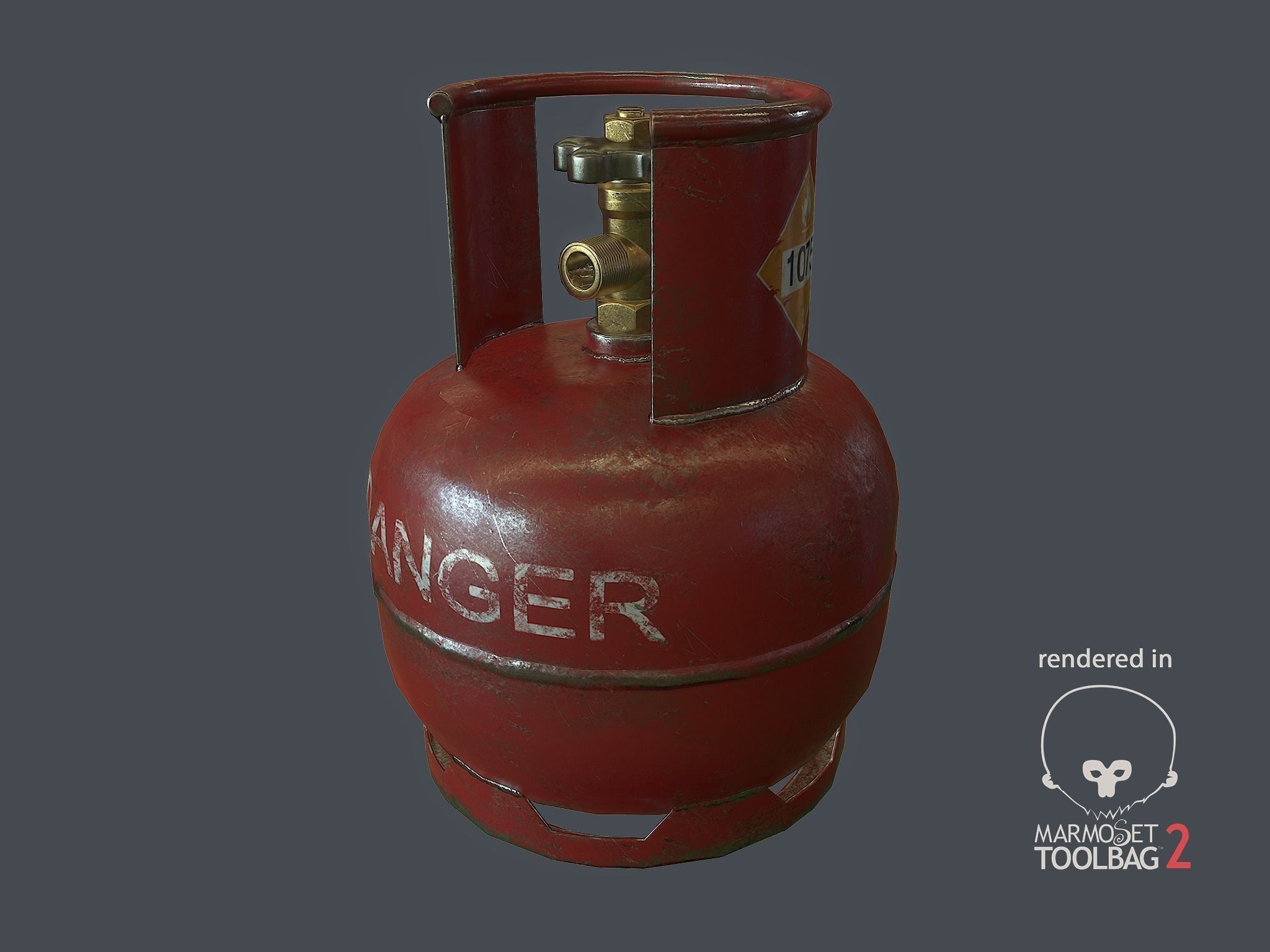 Gas Bottle 5L Low-poly 3D model_2