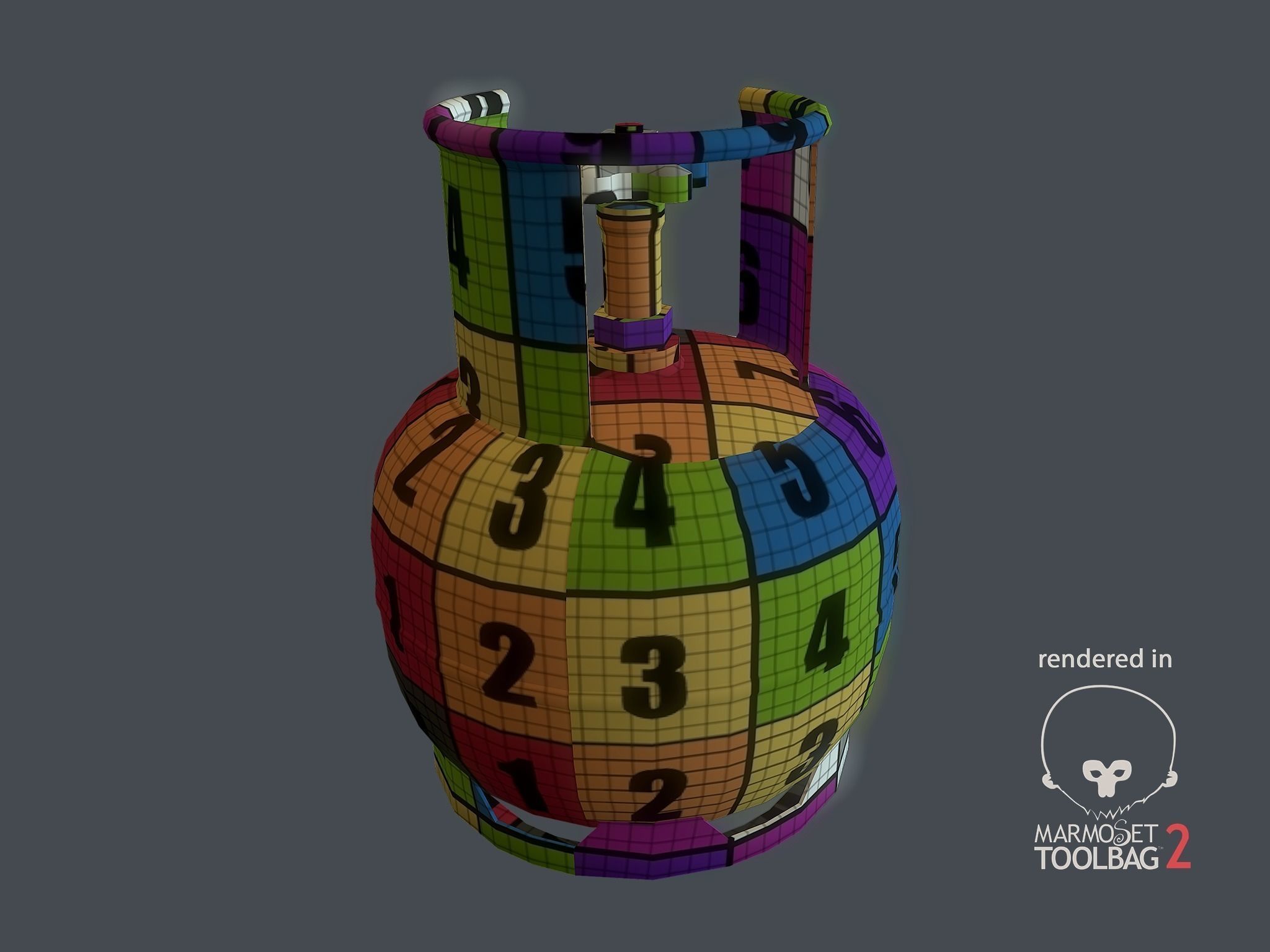 Gas Bottle 5L Low-poly 3D model_11