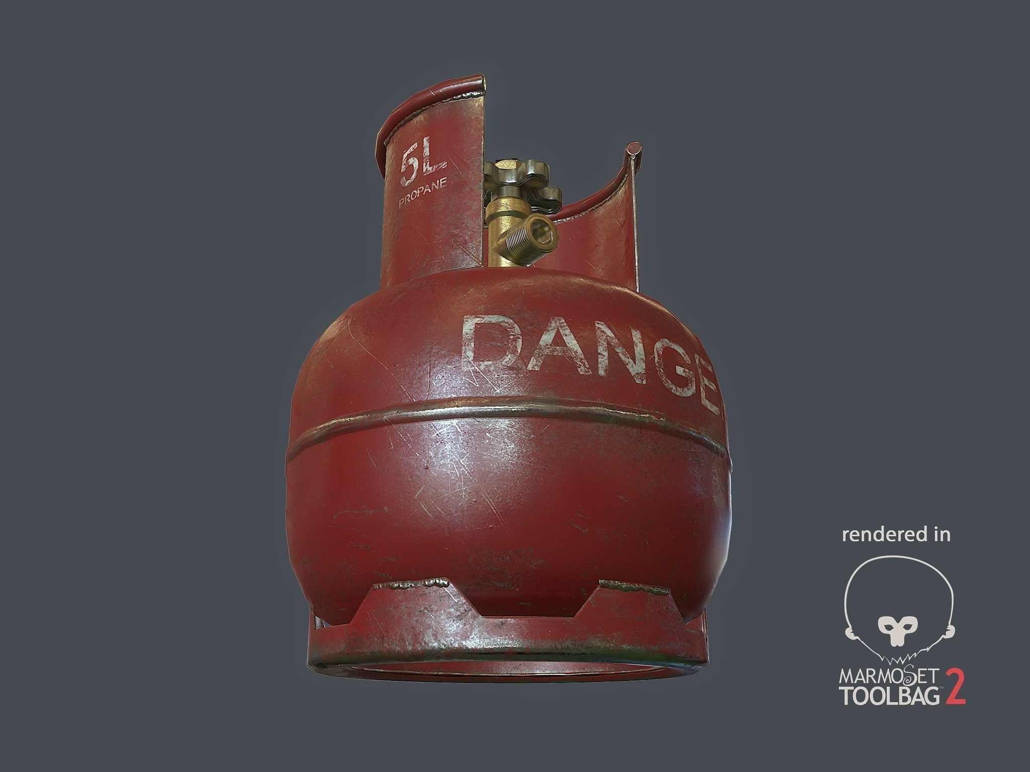 Gas Bottle 5L Low-poly 3D model_3