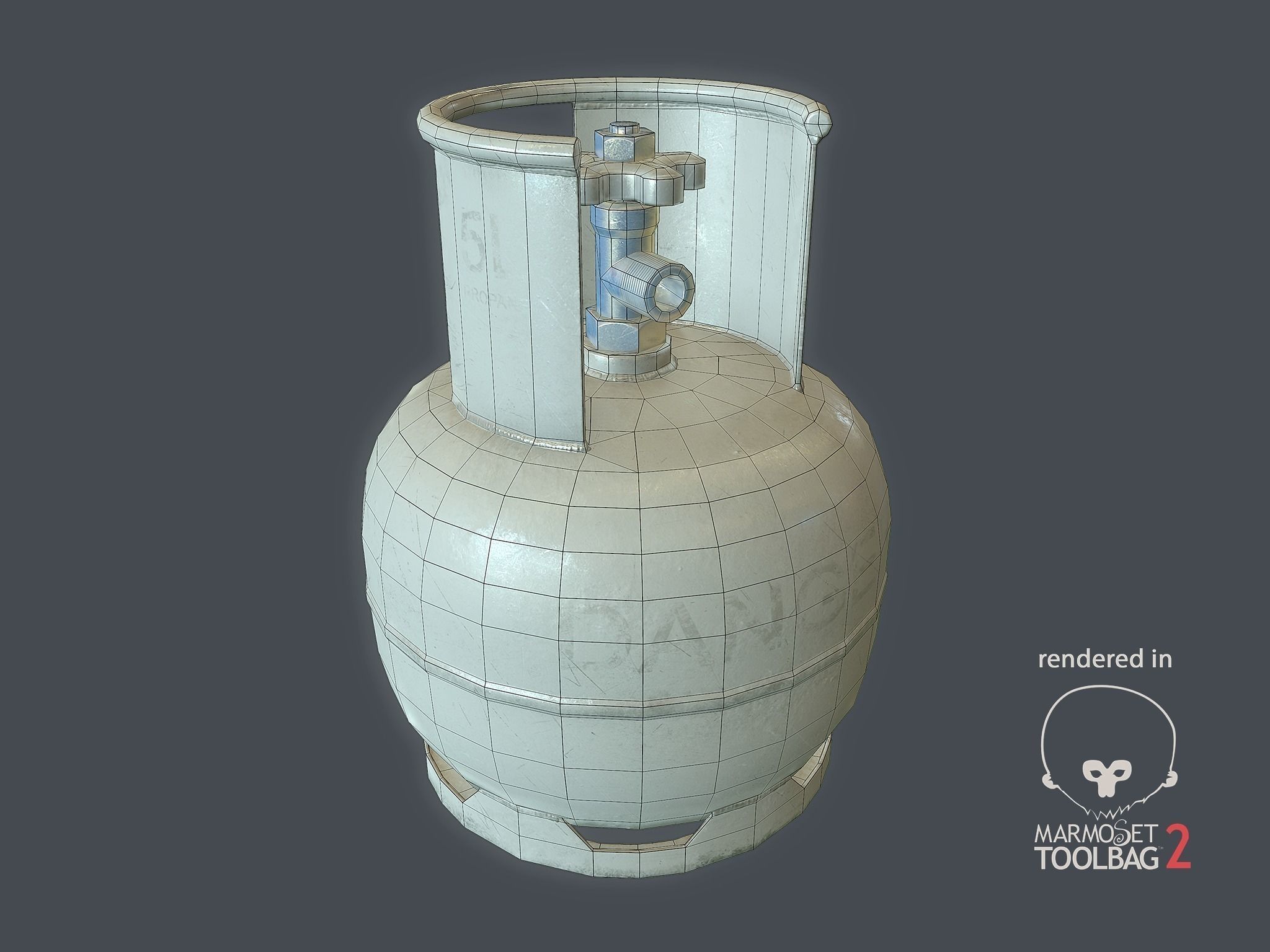 Gas Bottle 5L Low-poly 3D model_5