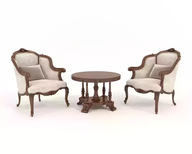 Classic European Style Coffee Table and Armchair 12