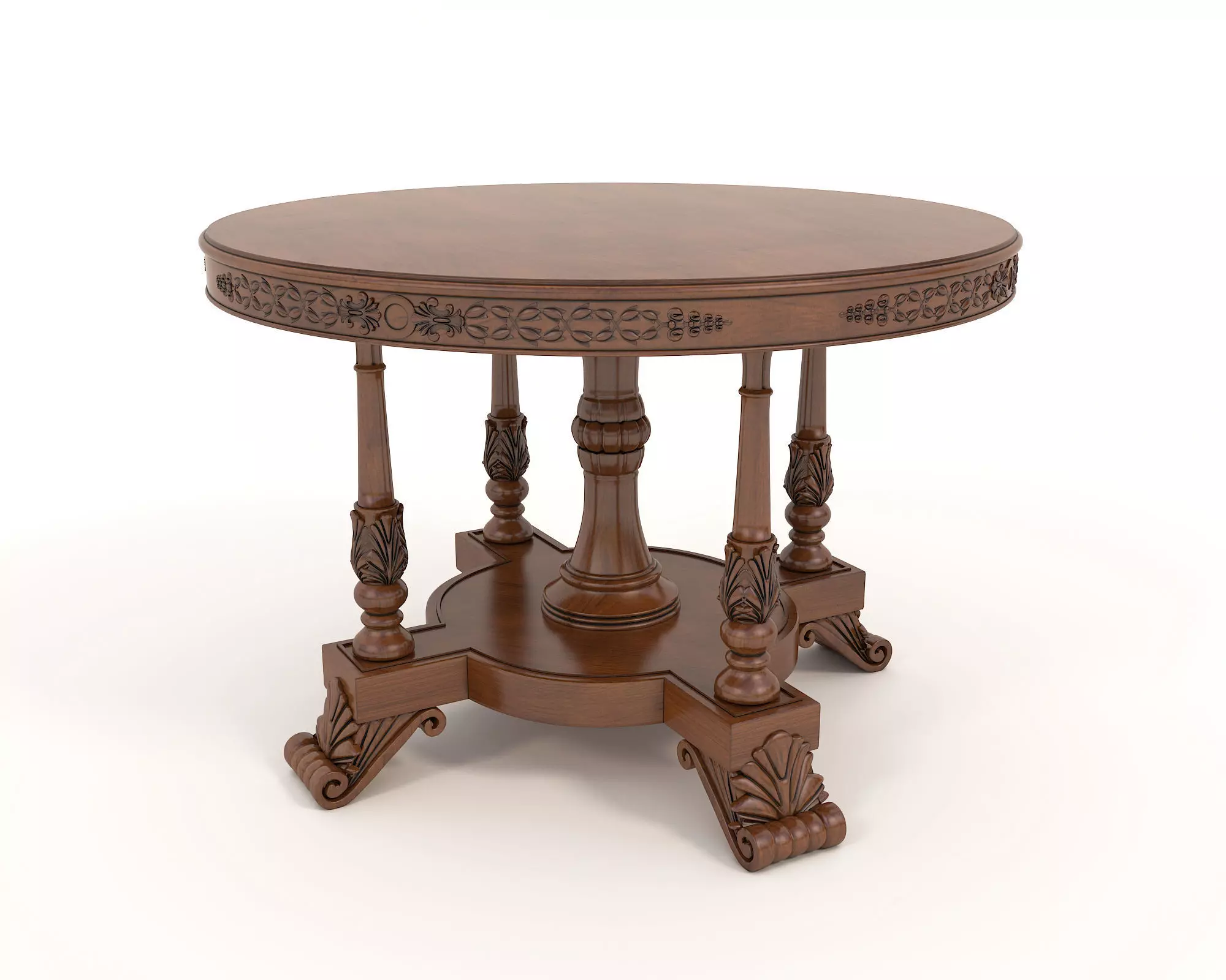 Classic European Style Coffee Table and Armchair 12 3D model_7