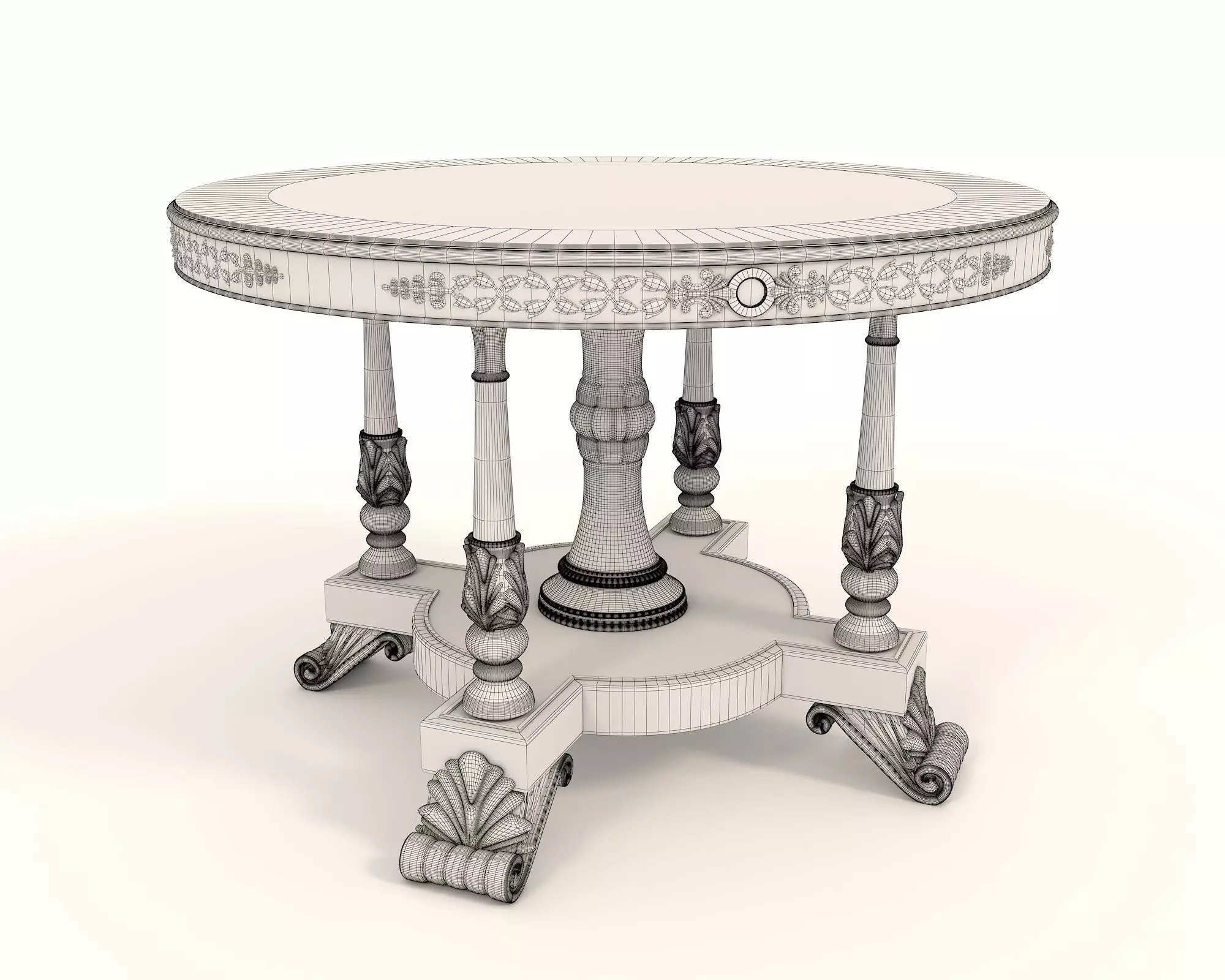 Classic European Style Coffee Table and Armchair 12 3D model_12