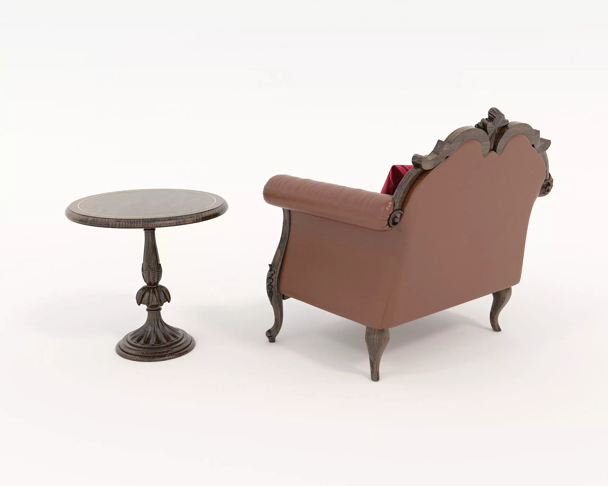 Classic European Style Coffee Table and Armchair 13 3D model_3