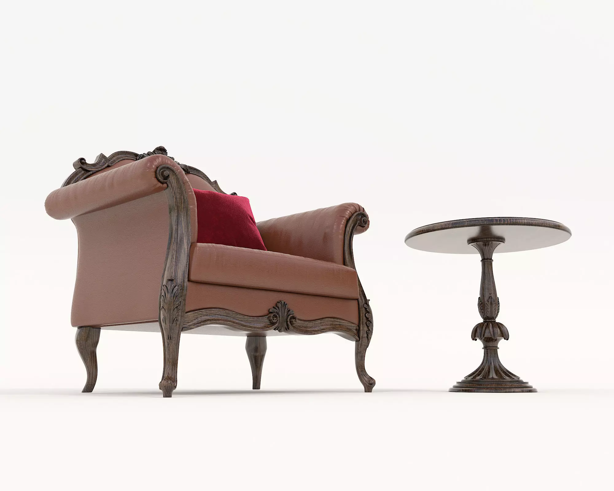Classic European Style Coffee Table and Armchair 13 3D model_2