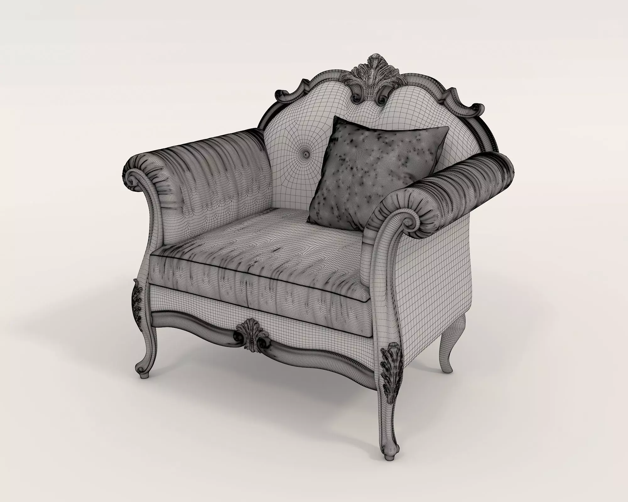 Classic European Style Coffee Table and Armchair 13 3D model_10