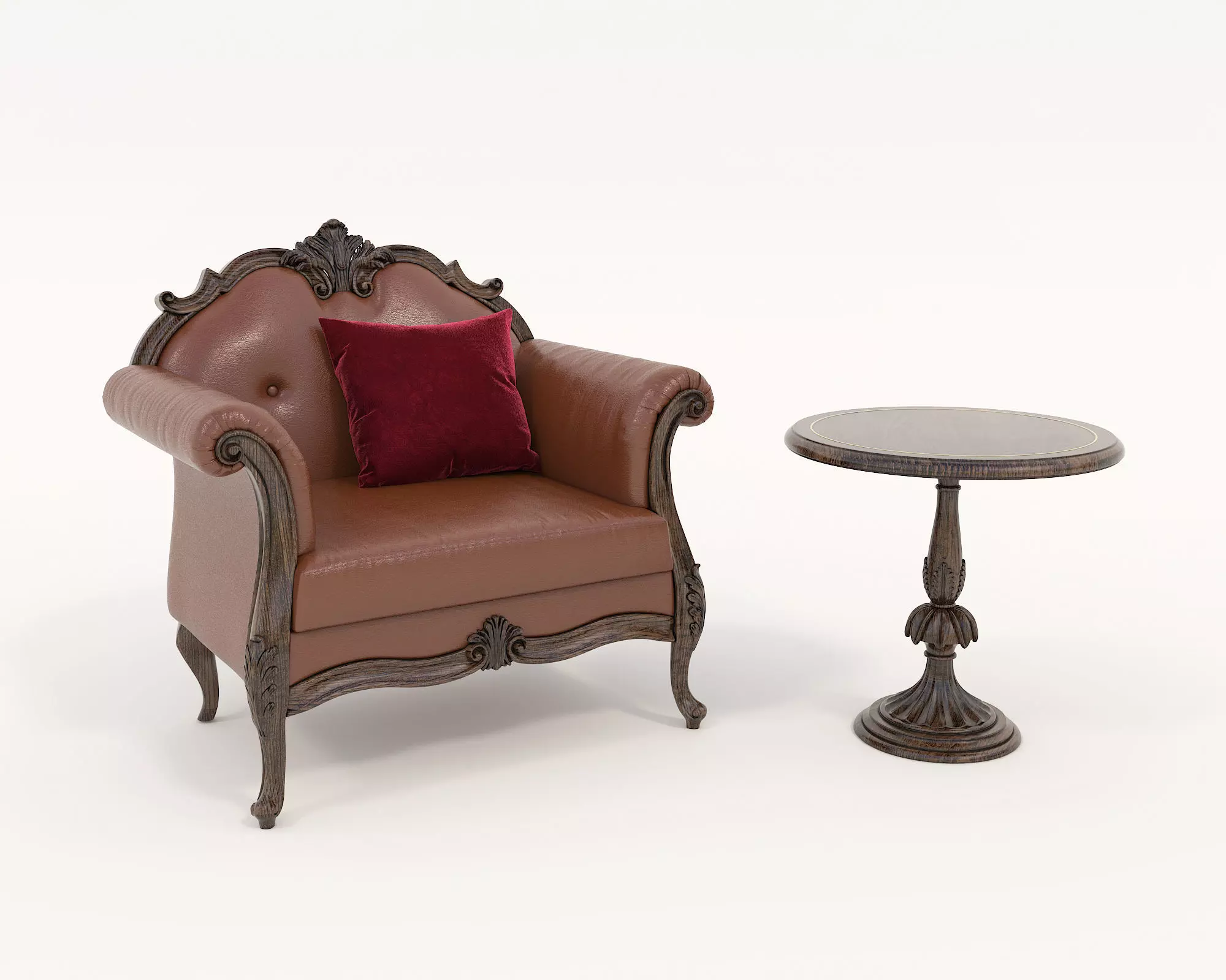 Classic European Style Coffee Table and Armchair 13 3D model_0