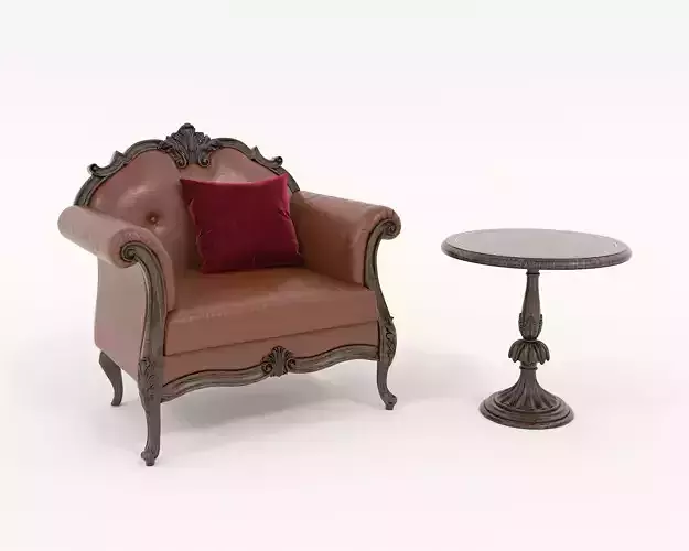Classic European Style Coffee Table and Armchair 13