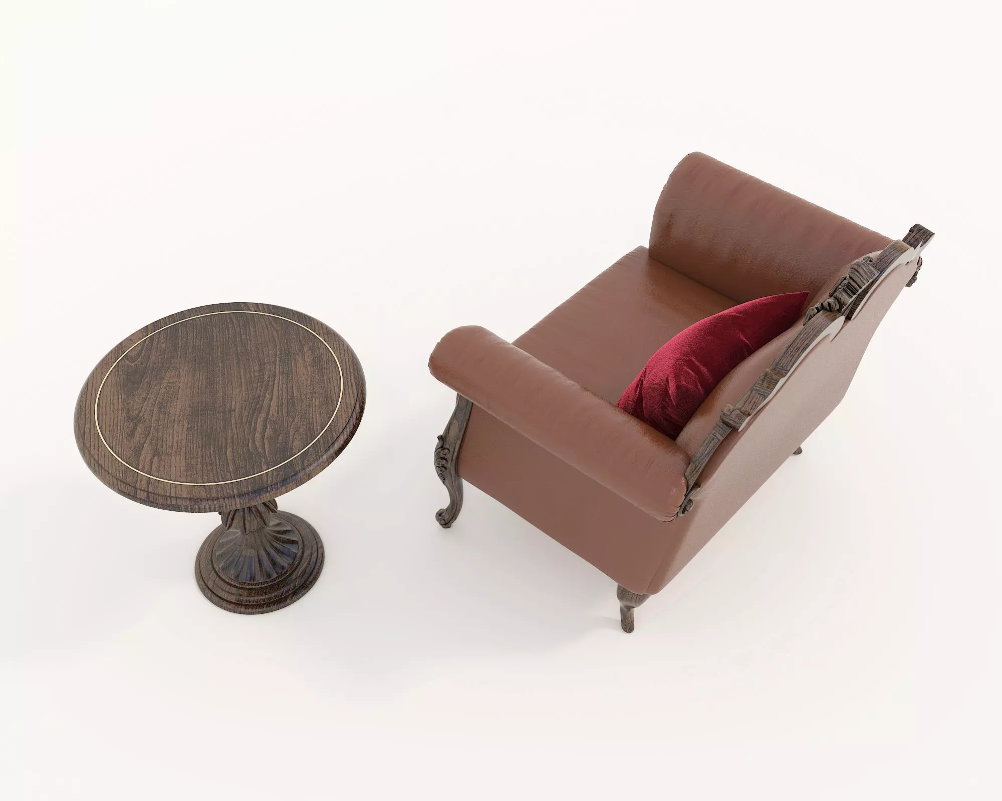 Classic European Style Coffee Table and Armchair 13 3D model_5