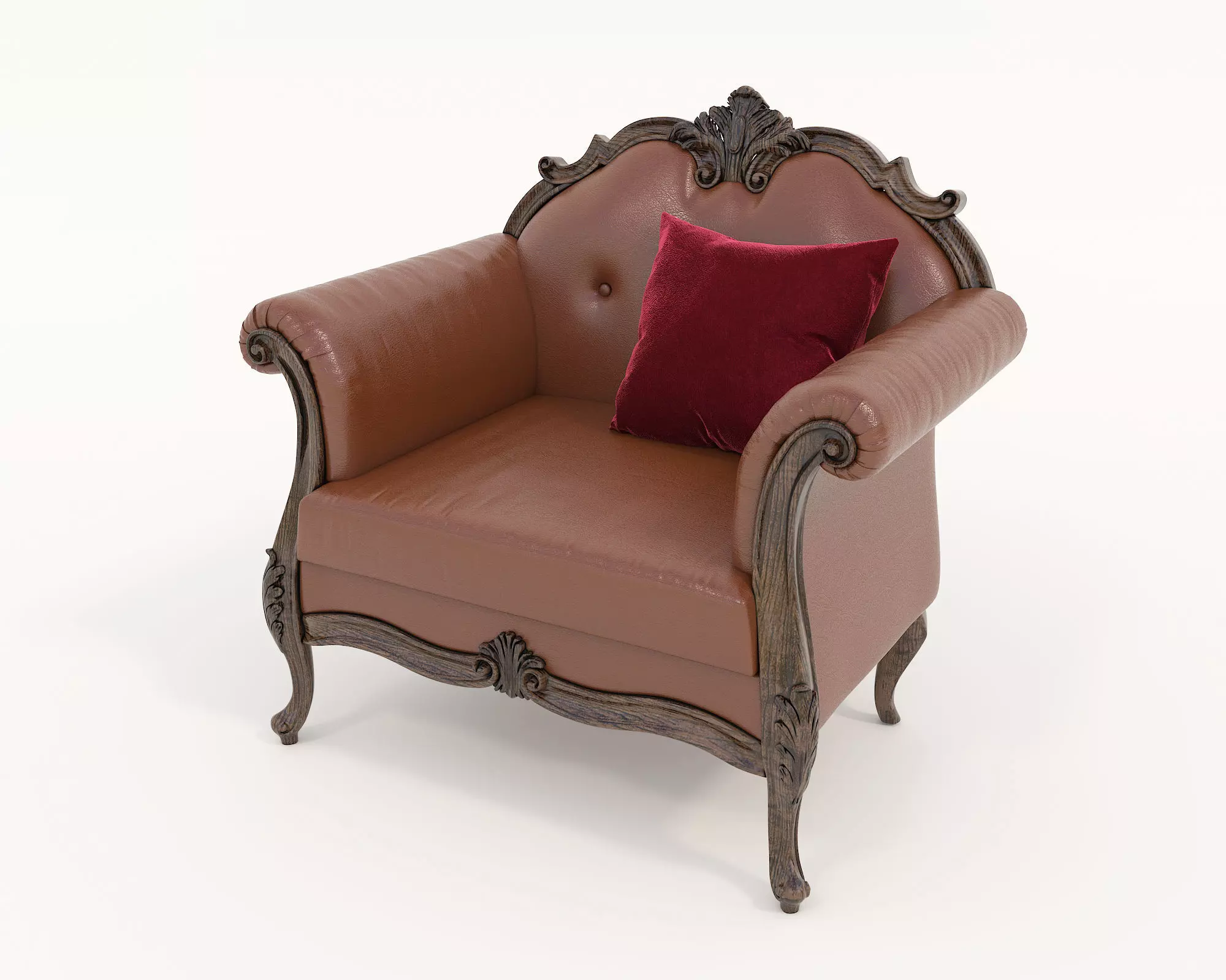 Classic European Style Coffee Table and Armchair 13 3D model_7