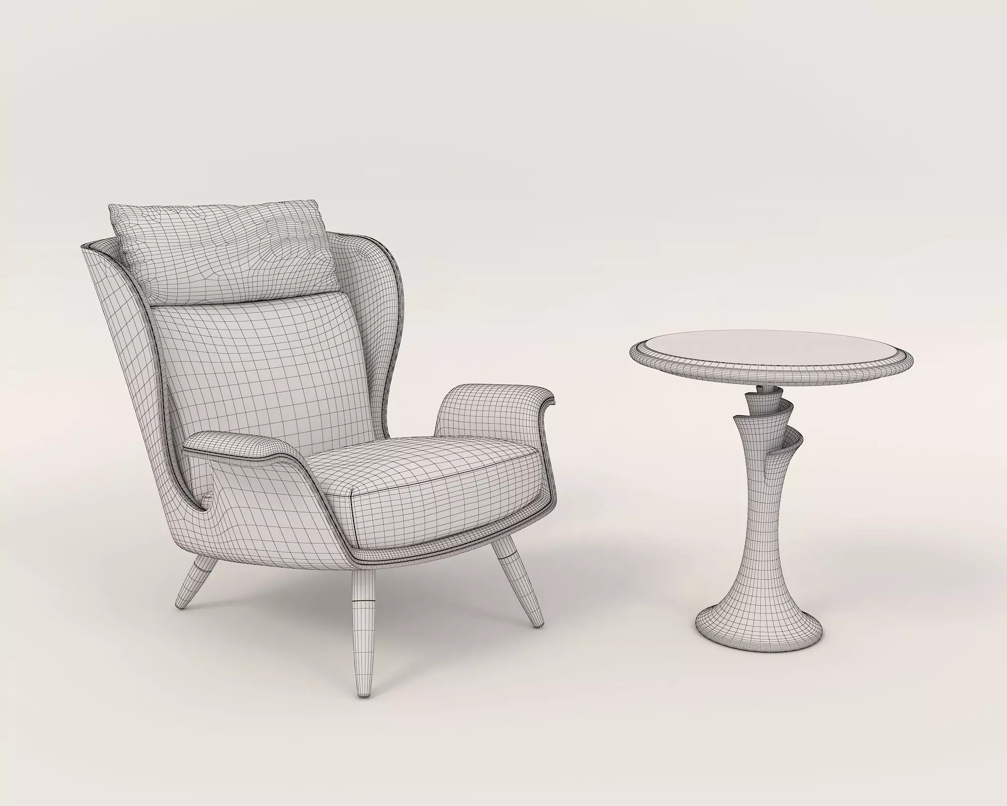 Modern Coffee Table and Armchair Set 53 3D model_9