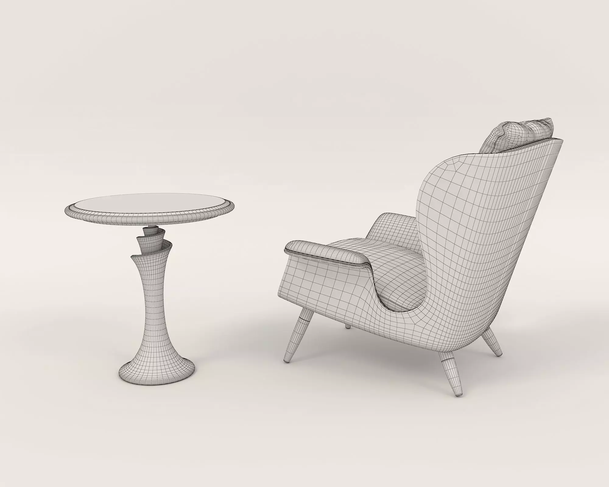 Modern Coffee Table and Armchair Set 53 3D model_10