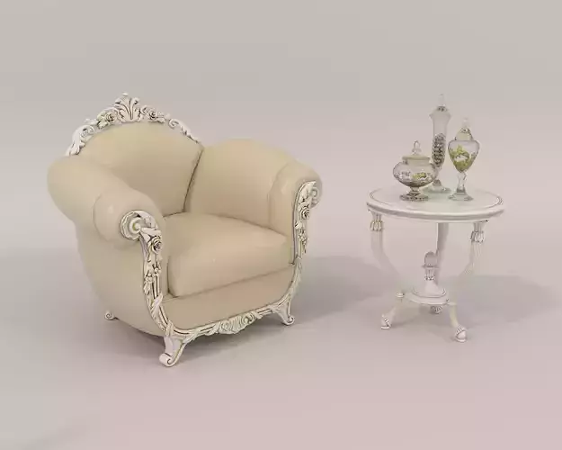 Classic European Style Coffee Table and Armchair 15