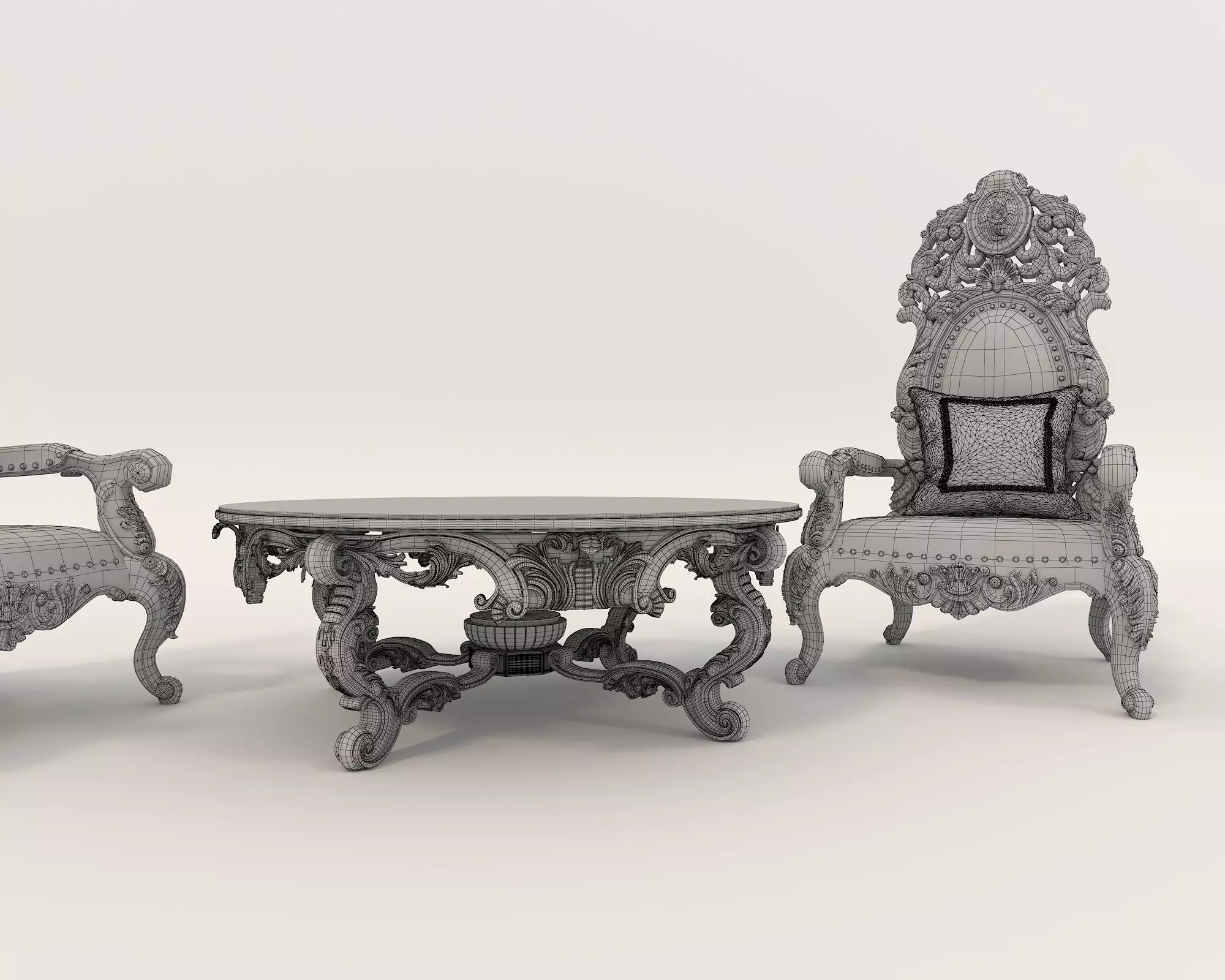 Classic European Style Coffee Table and Armchair 16 3D model_10