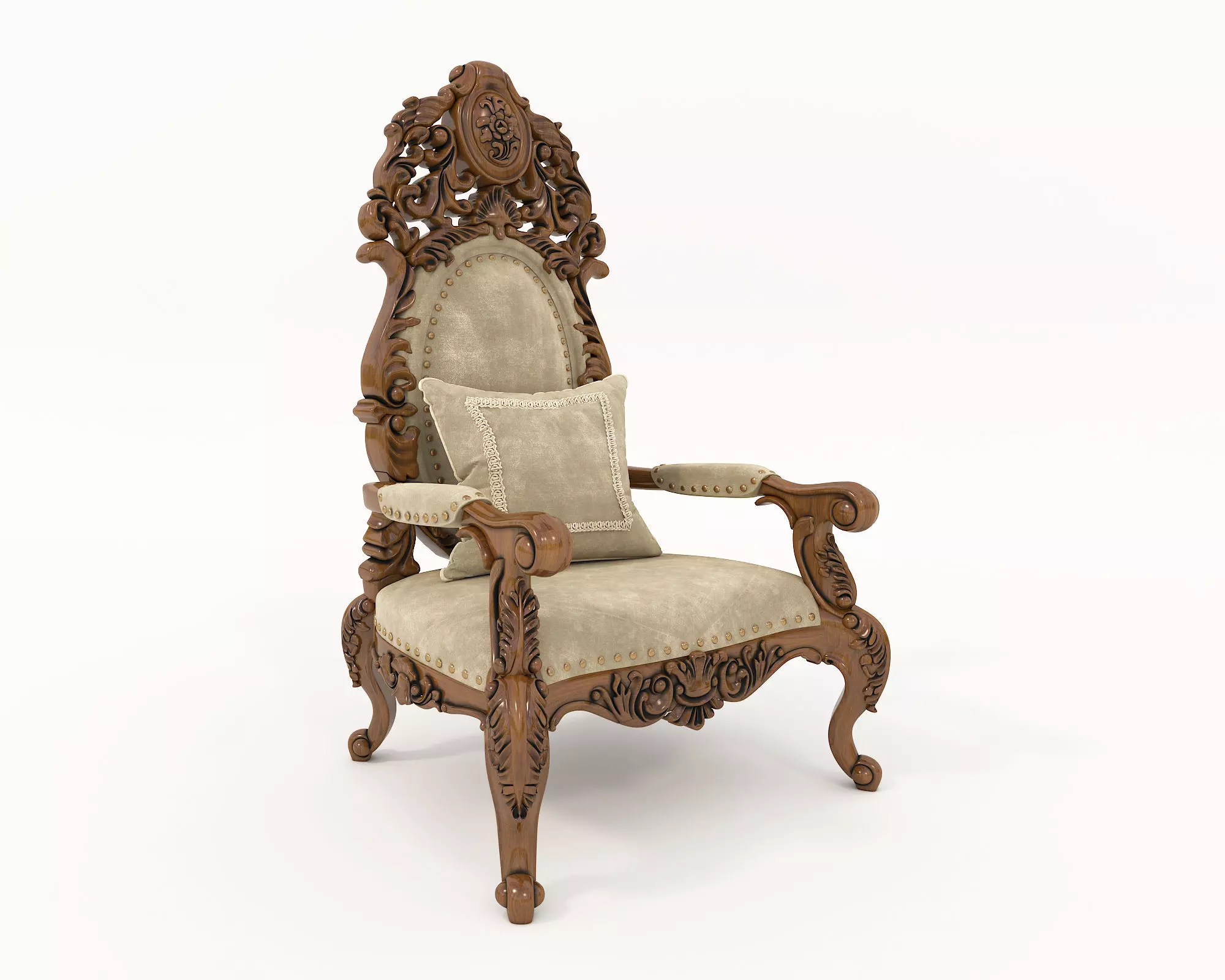 Classic European Style Coffee Table and Armchair 16 3D model_8