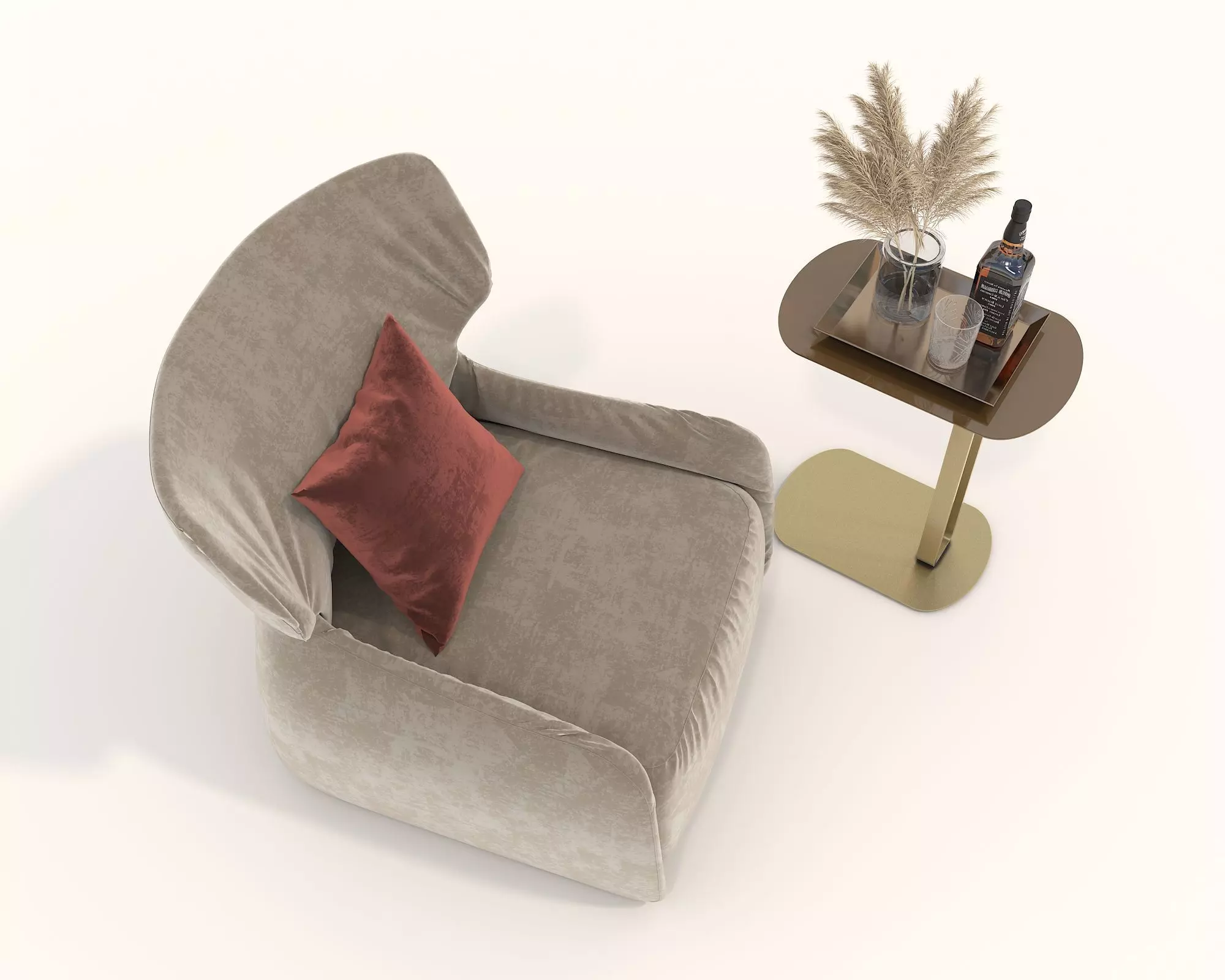 Modern Coffee Table and Armchair Set 54 3D model_7