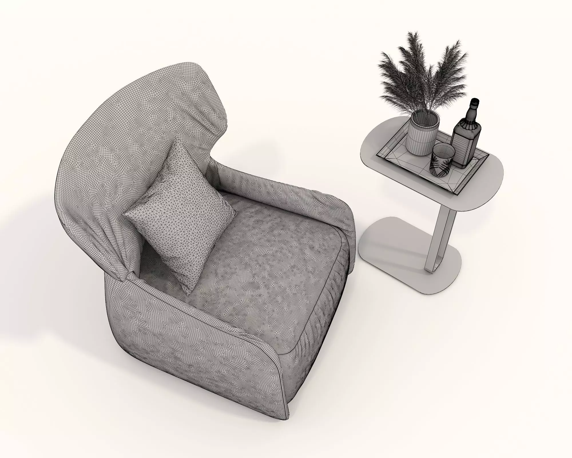 Modern Coffee Table and Armchair Set 54 3D model_9