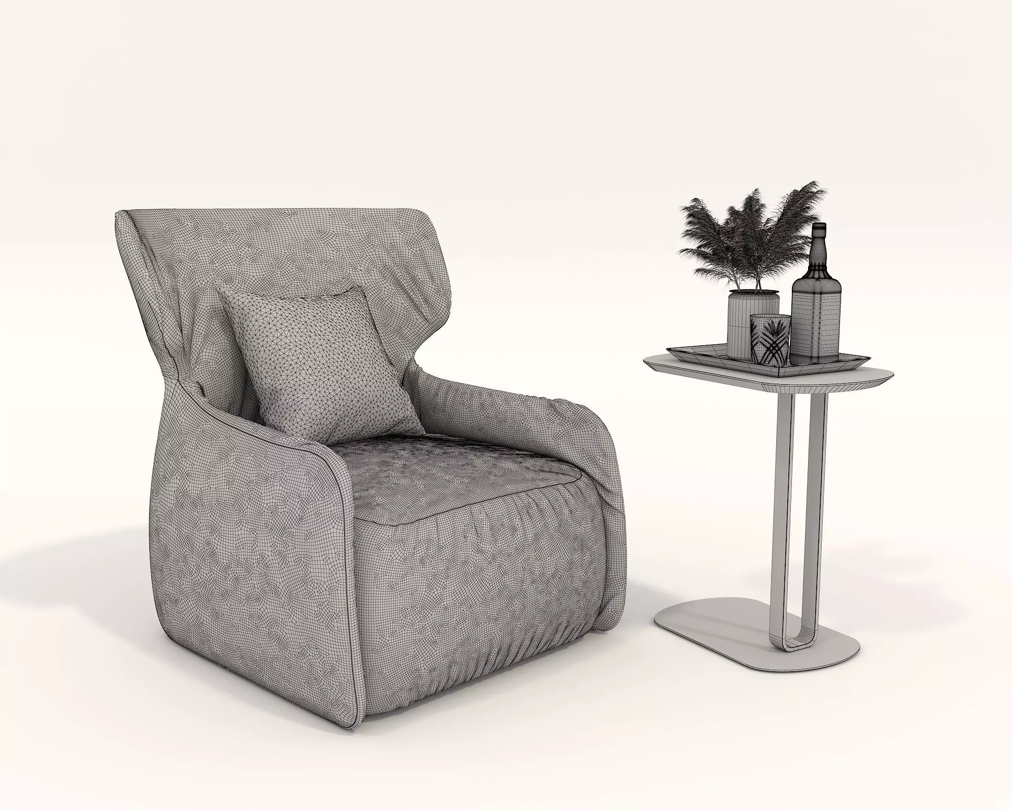 Modern Coffee Table and Armchair Set 54 3D model_8