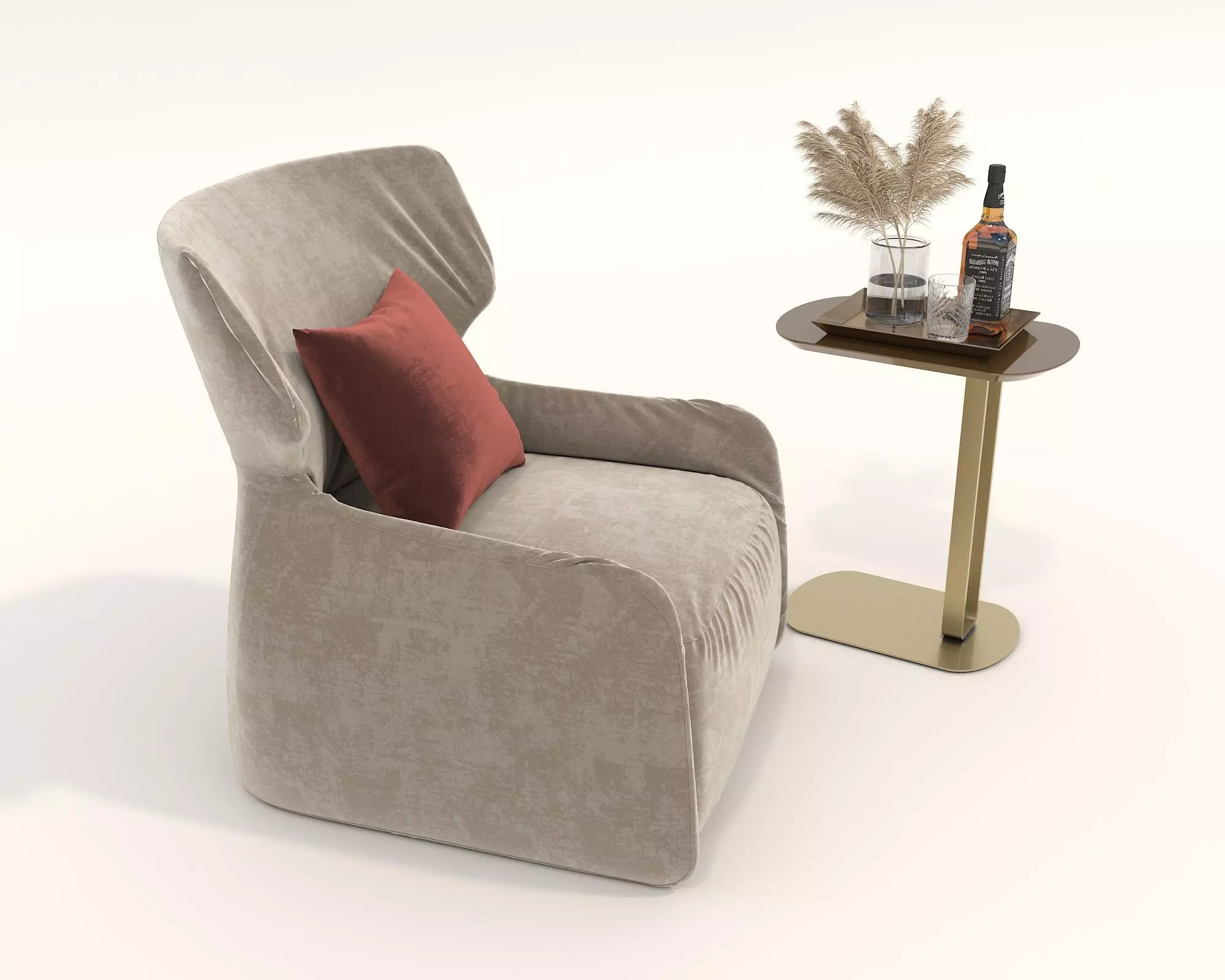 Modern Coffee Table and Armchair Set 54 3D model_5