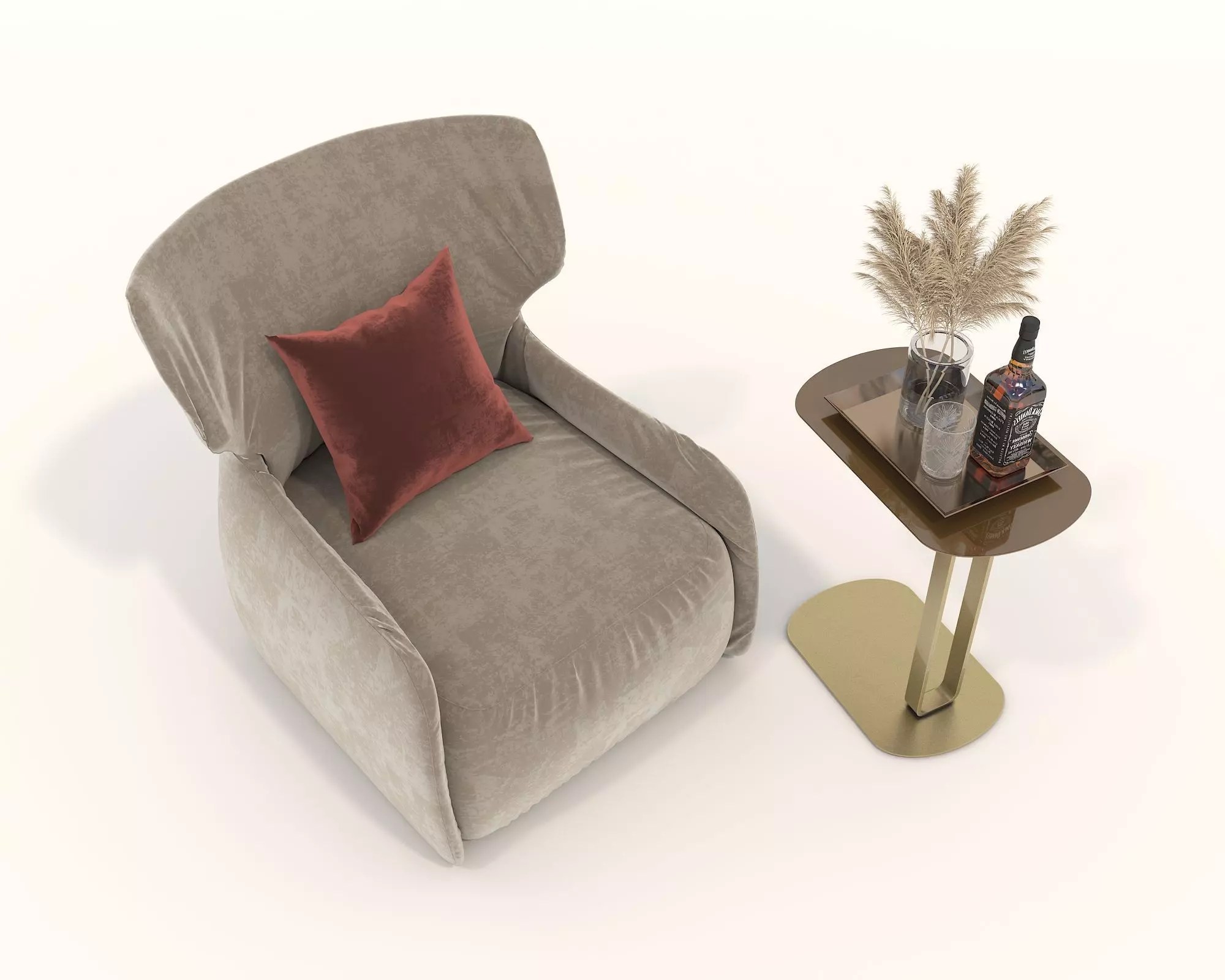 Modern Coffee Table and Armchair Set 54 3D model_1