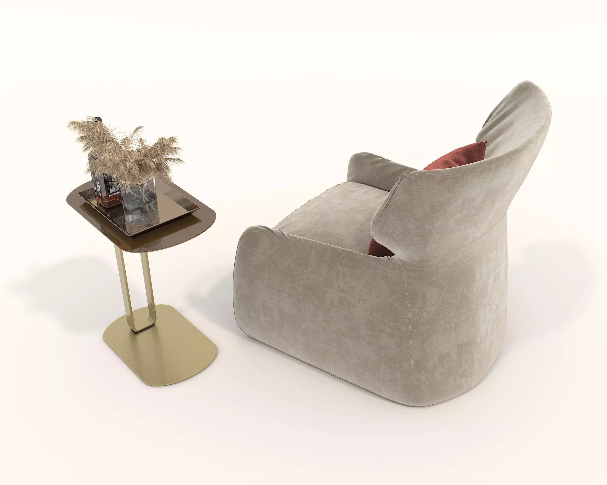 Modern Coffee Table and Armchair Set 54 3D model_2