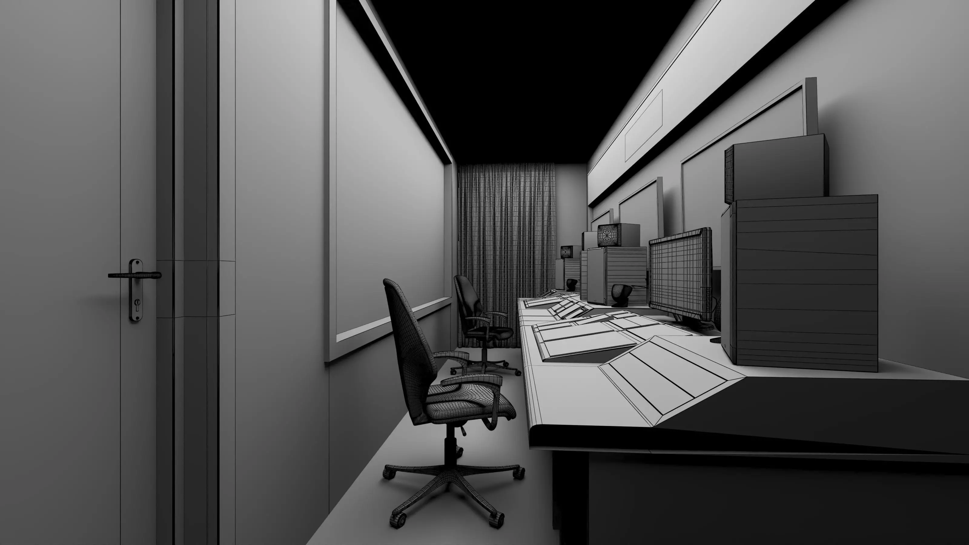 Virtual Broadcast Studio Low-poly 3D model_10