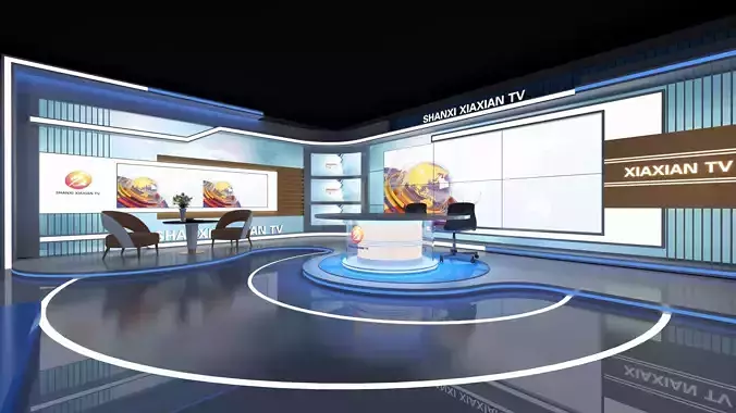 Virtual Broadcast Studio Low-poly 3D model Virtual Broadcast Studio Low-poly 3D model