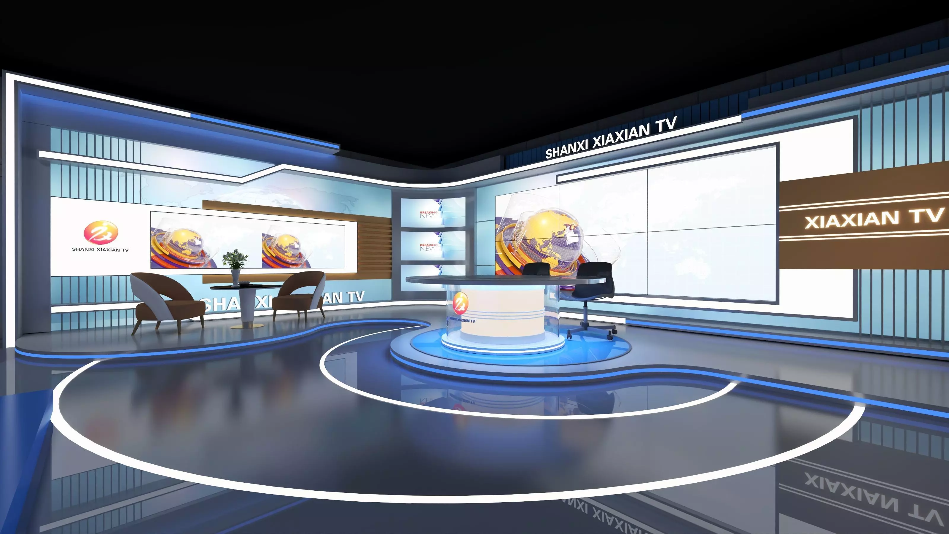 Virtual Broadcast Studio Low-poly 3D model_0