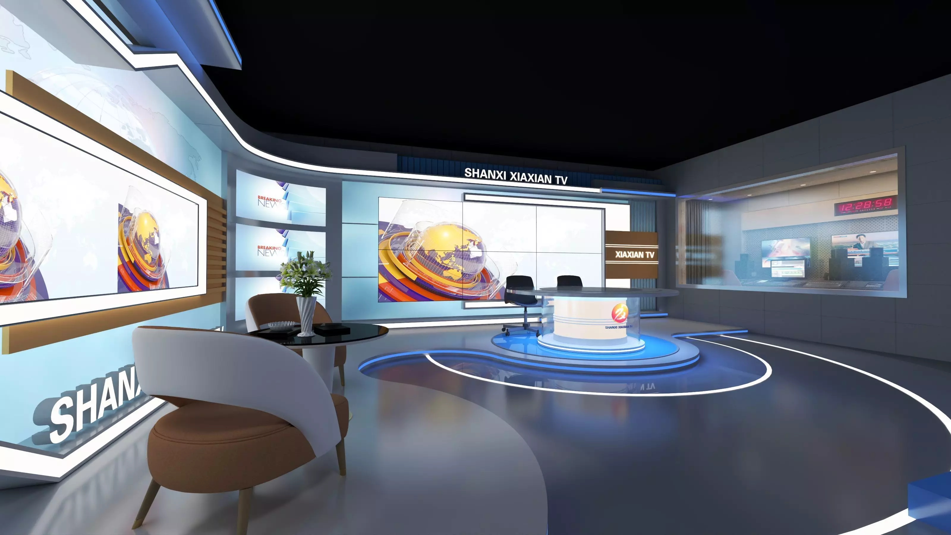 Virtual Broadcast Studio Low-poly 3D model_6