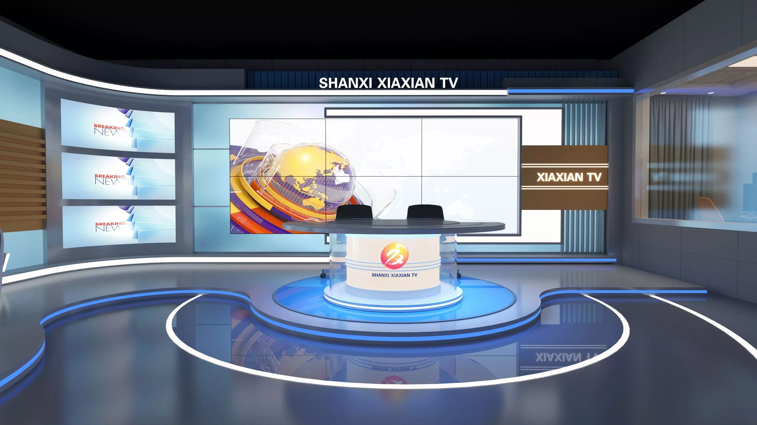 Virtual Broadcast Studio Low-poly 3D model_2