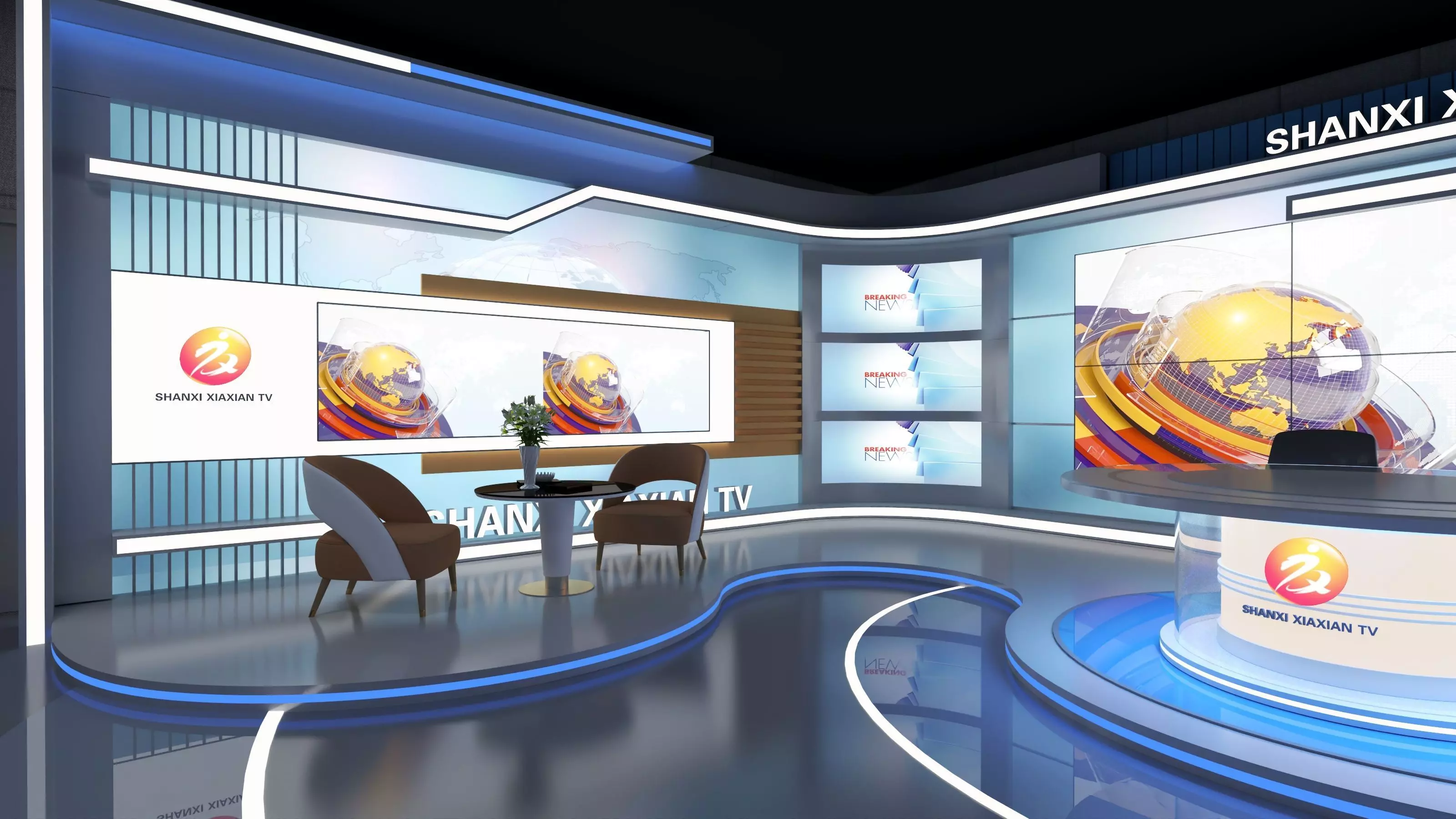 Virtual Broadcast Studio Low-poly 3D model_1