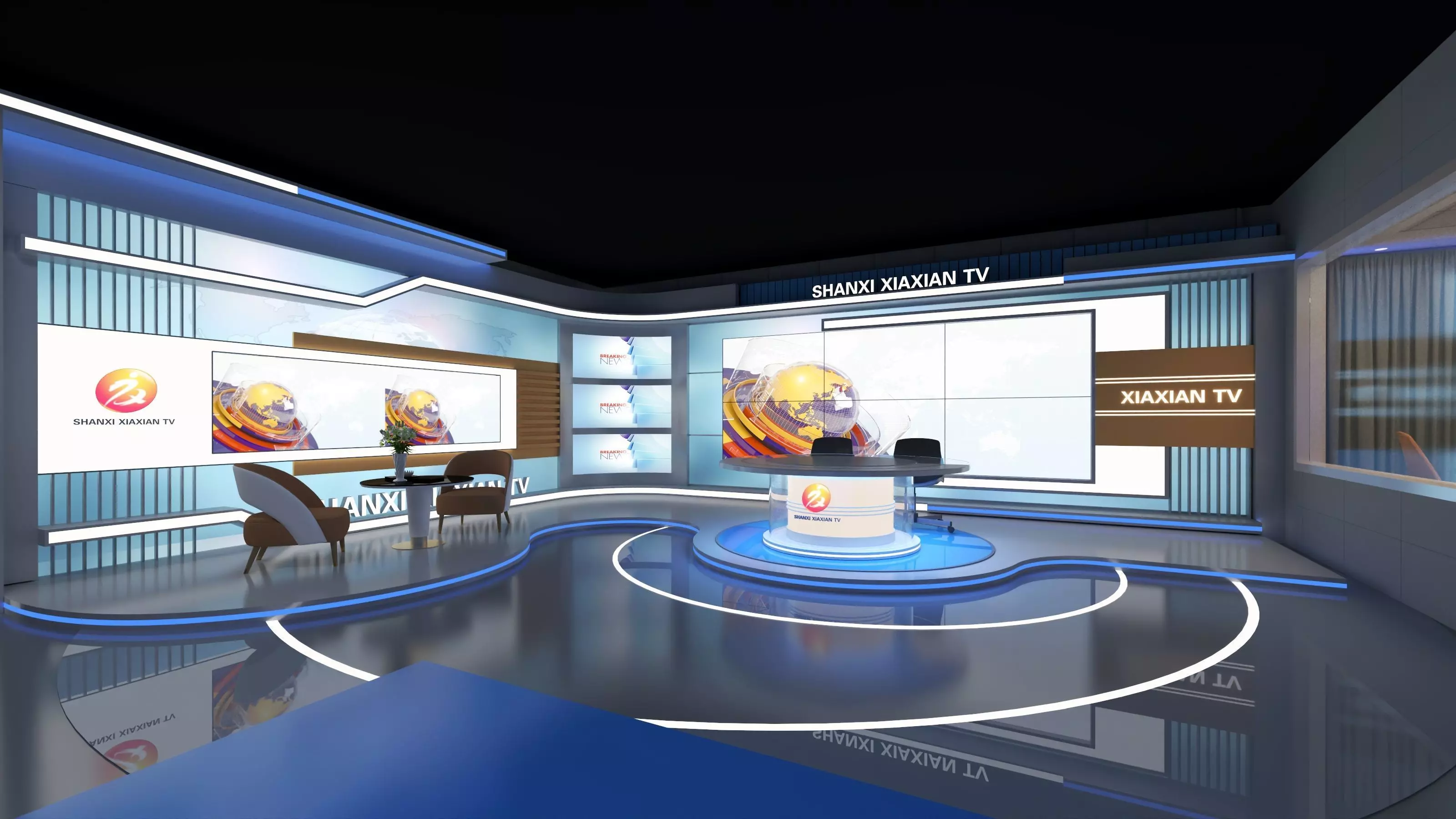 Virtual Broadcast Studio Low-poly 3D model_4